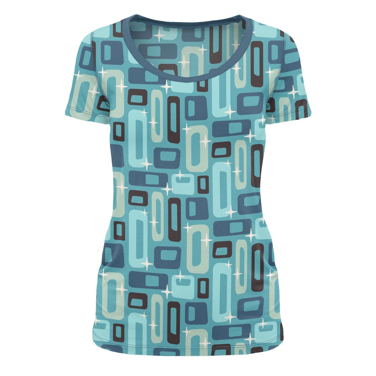 Women's Print Short Sleeve Scoop Neck Tee in Glacier Mid Century Modern