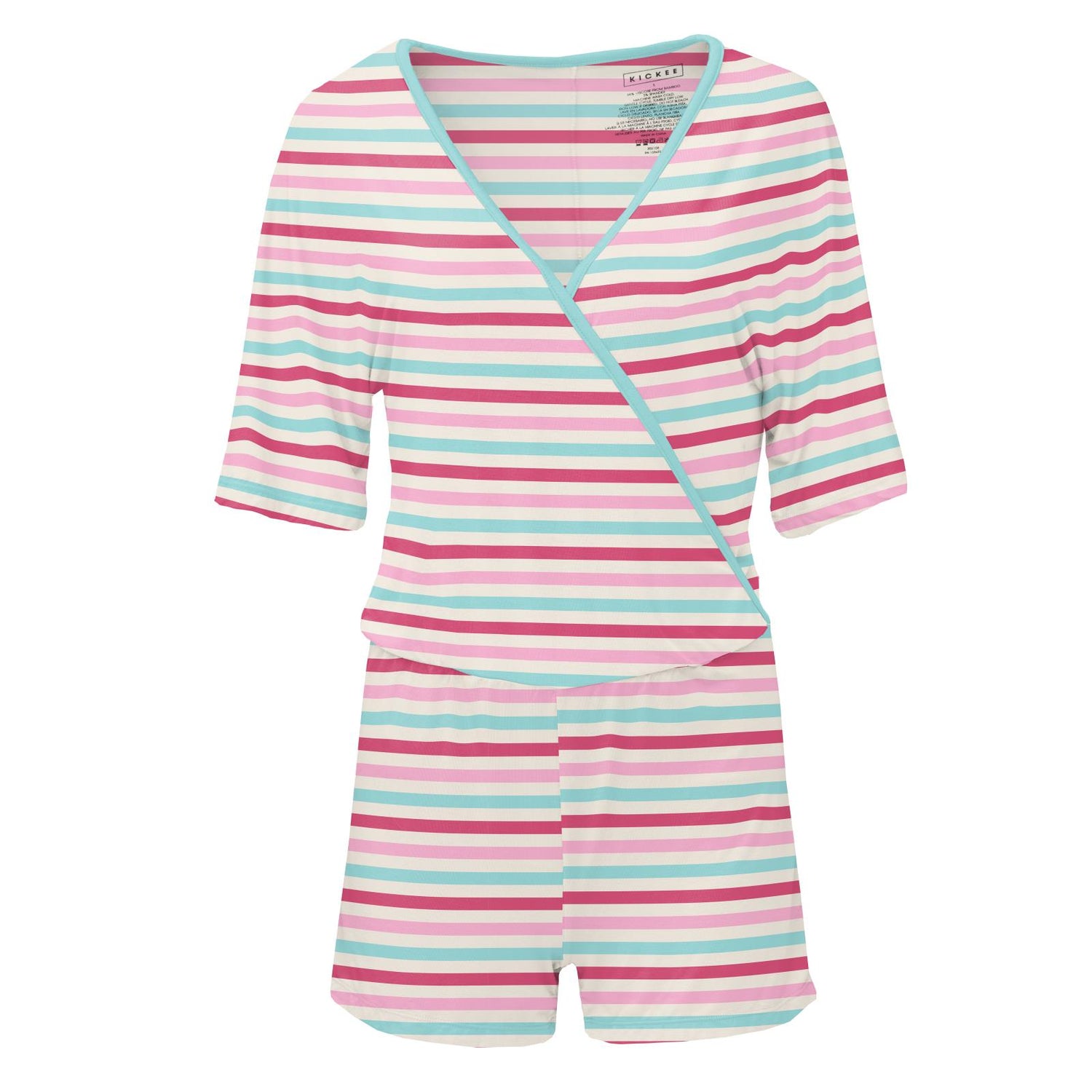 Women's Print Kimono Romper in Sock Hop Stripe