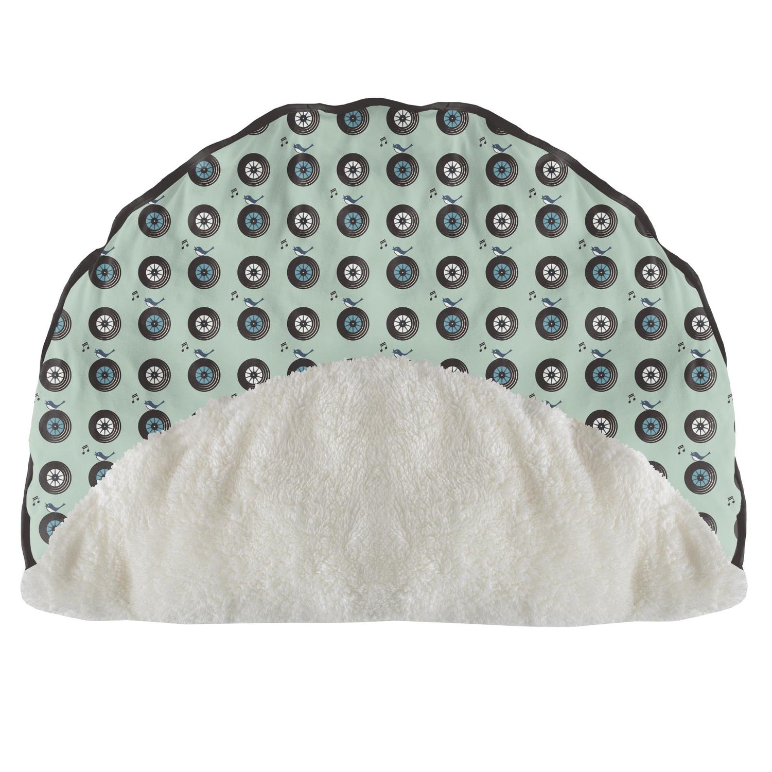 Print Sherpa-Lined Fluffle Playmat in Pistachio Record Birds
