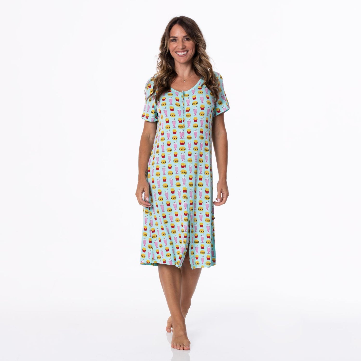 Women's Print Nursing Nightgown in Summer Sky Cheeseburger