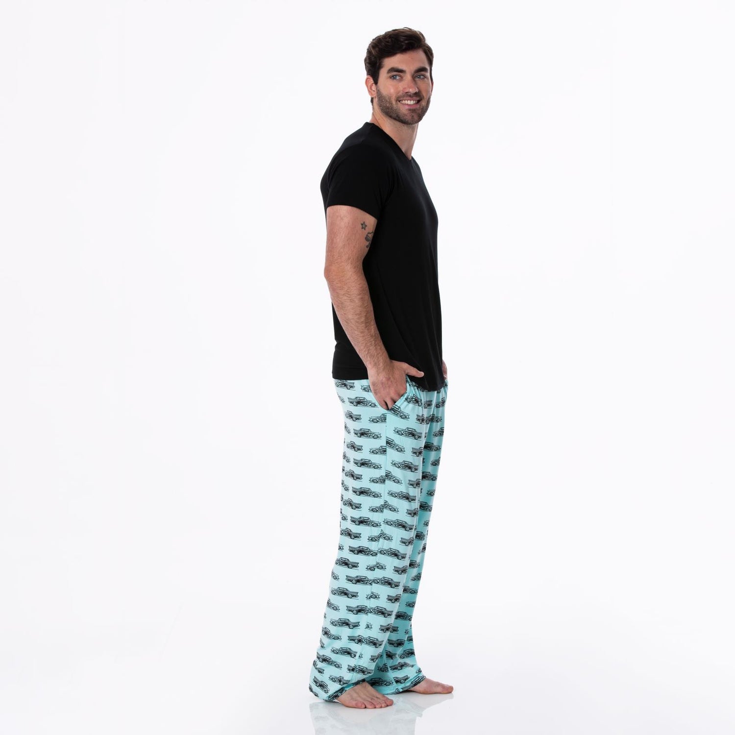 Men's Print Pajama Pants in Summer Sky Hot Rod