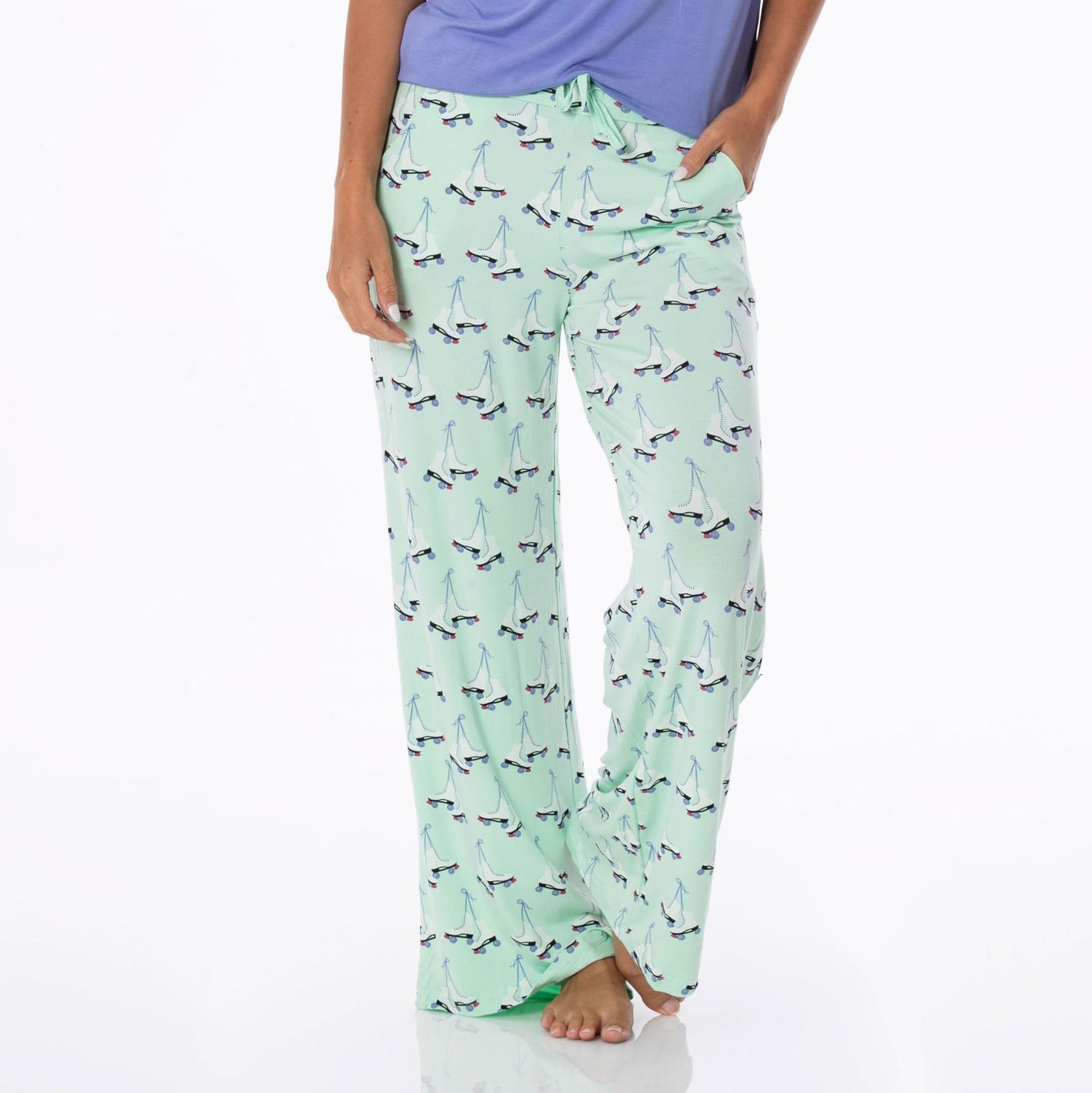 Women's Print Lounge Pants in Pistachio Roller Skates