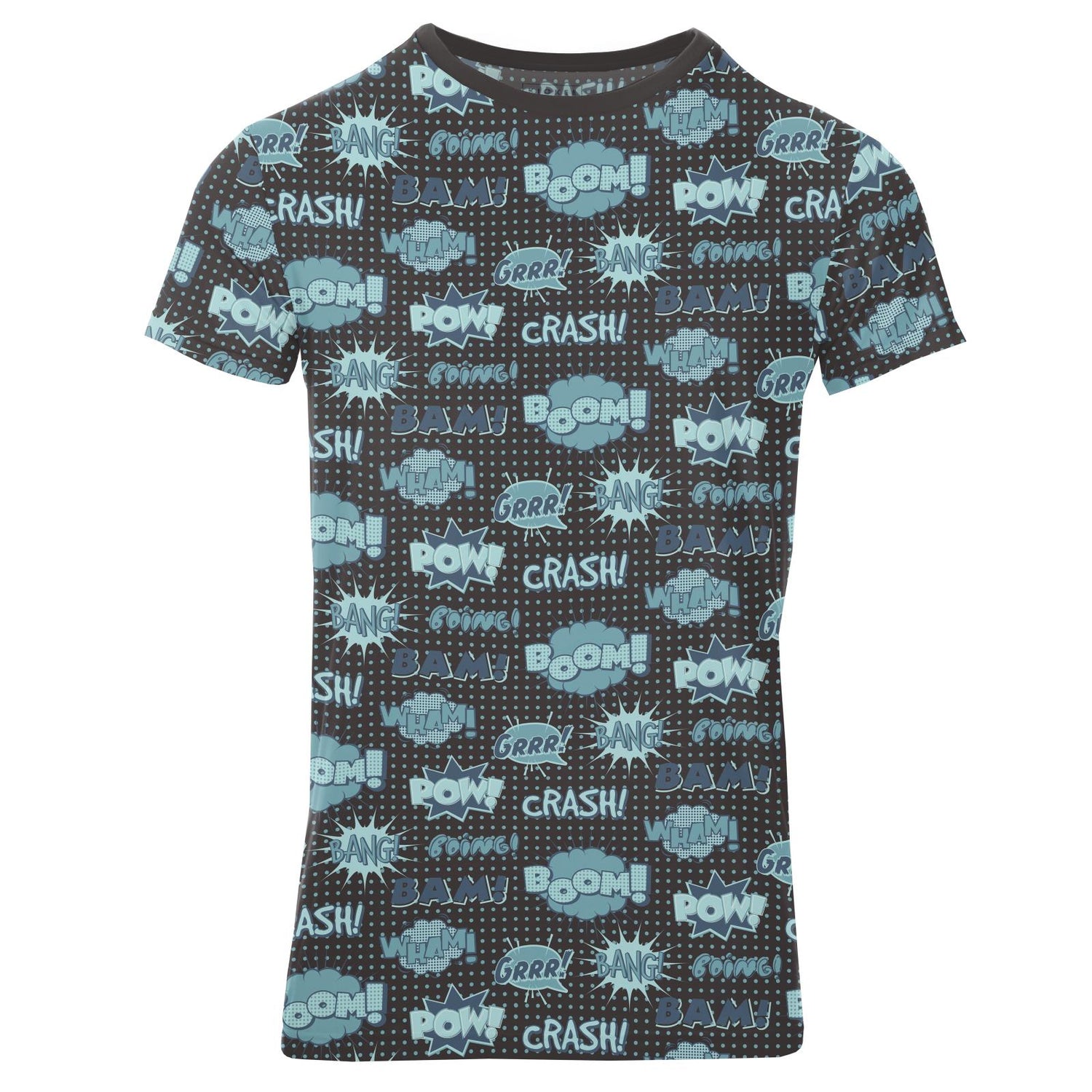 Men's Print Short Sleeve Crew Neck Tee in Midnight Comic Onomatopoeia