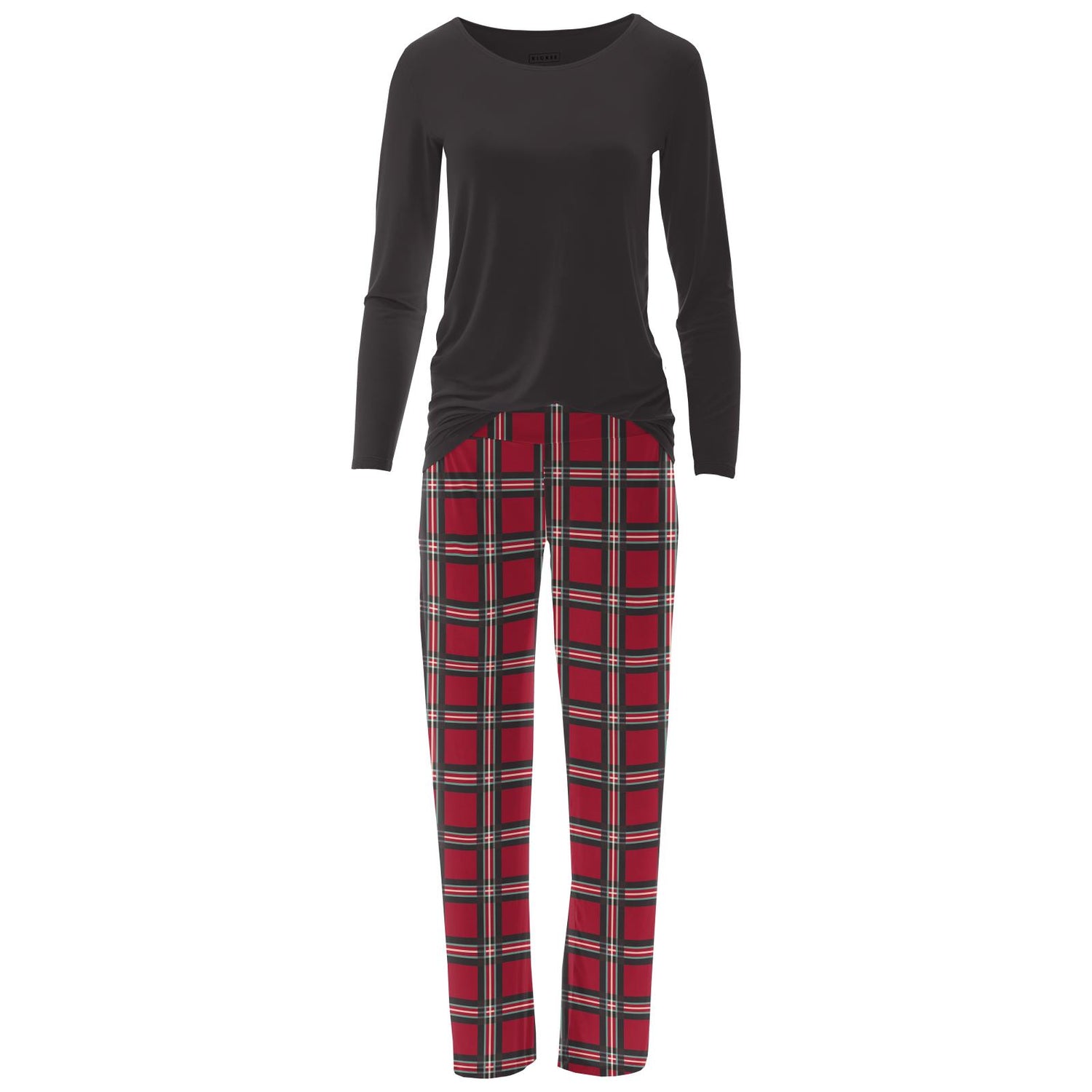 Women's Long Sleeve Loosey Goosey Tee & Pajama Pants Set in Classic Holiday Plaid