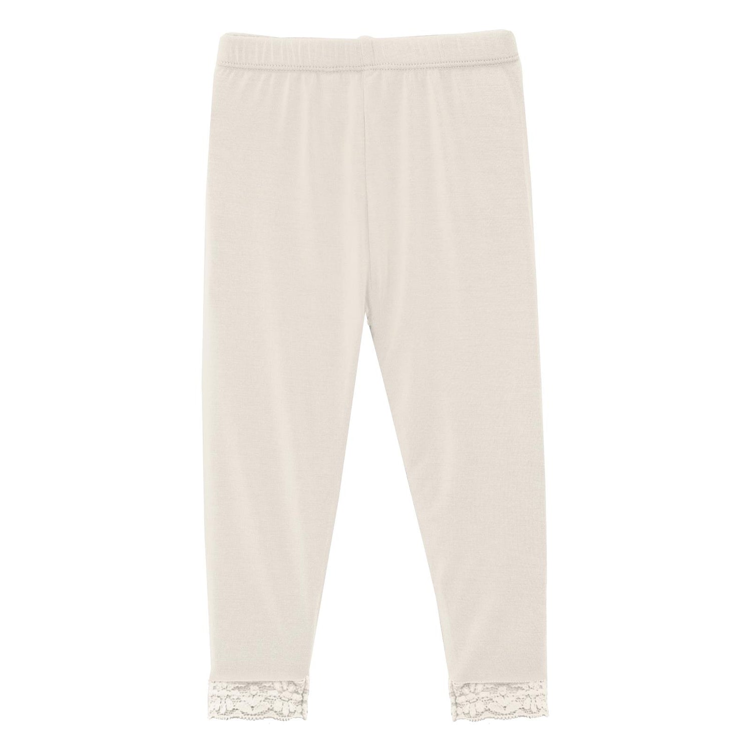 Lace Trimmed Leggings in Natural