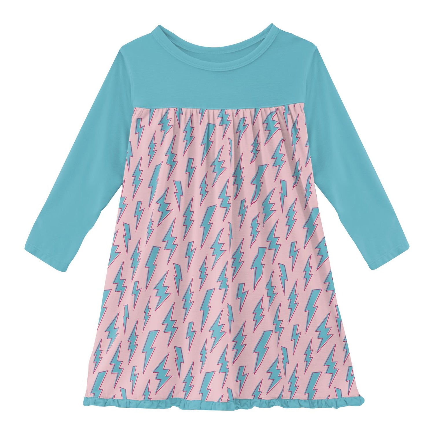 Print Classic Long Sleeve Swing Dress in Lotus Lightning