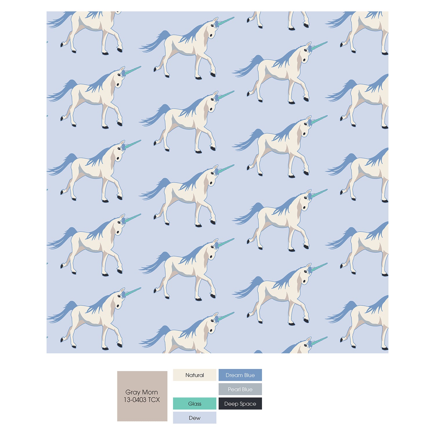 Print Short Sleeve Playtime Outfit Set in Dew Prancing Unicorn