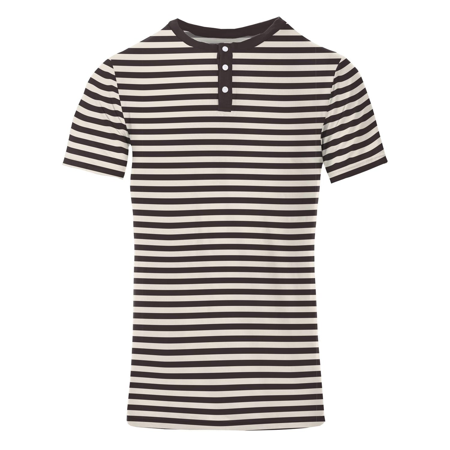 Men's Print Short Sleeve Henley in Jailhouse Rock Stripe