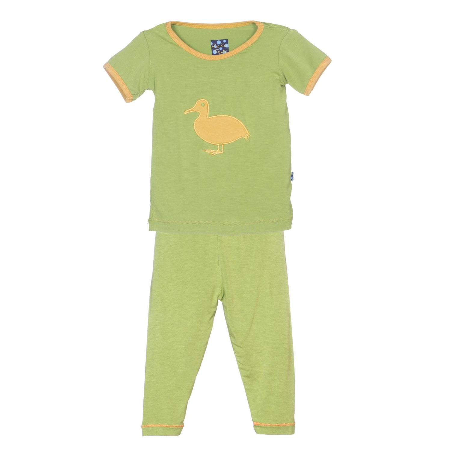 Short Sleeve Applique Pajama Set in Meadow Duck
