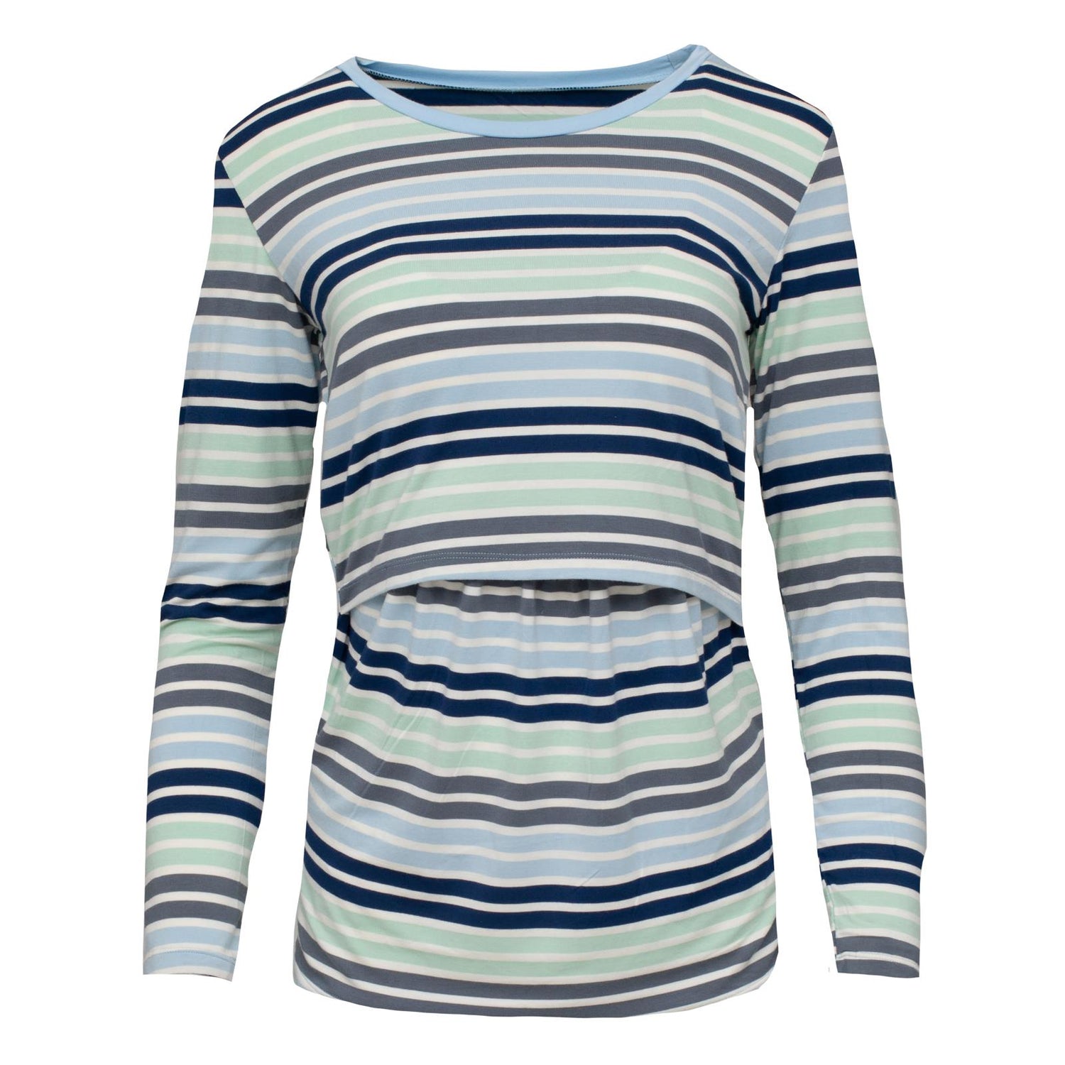Women's Print Long Sleeve Nursing Tee in Fairground Stripe