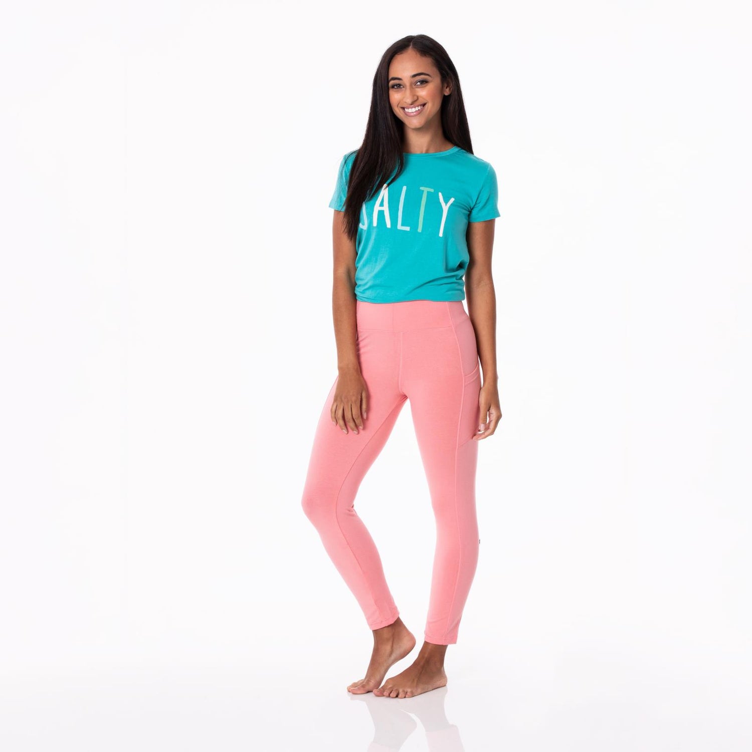 Women's Luxe Stretch 7/8 Leggings with Pockets in Strawberry
