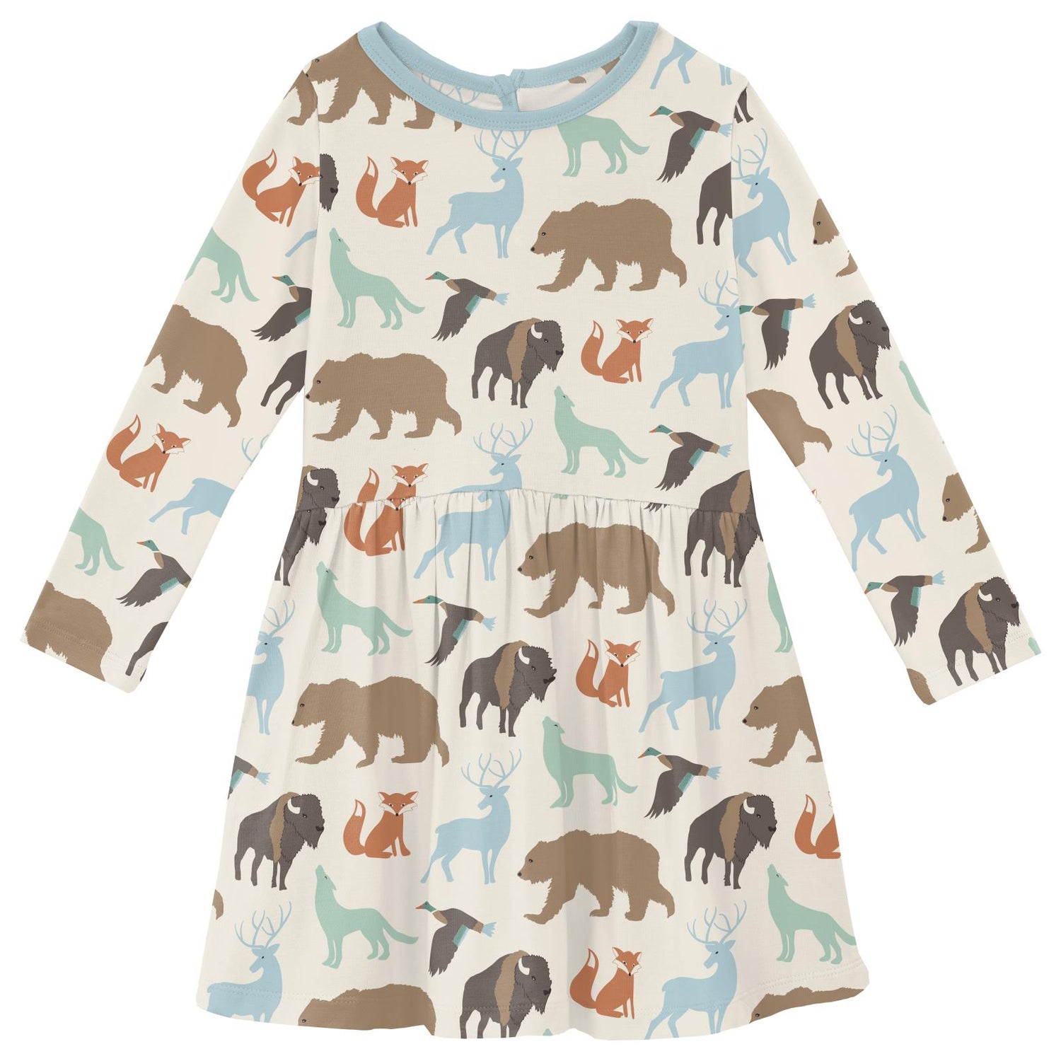 Print Long Sleeve Twirl Dress with Pockets in National Wildlife Federation