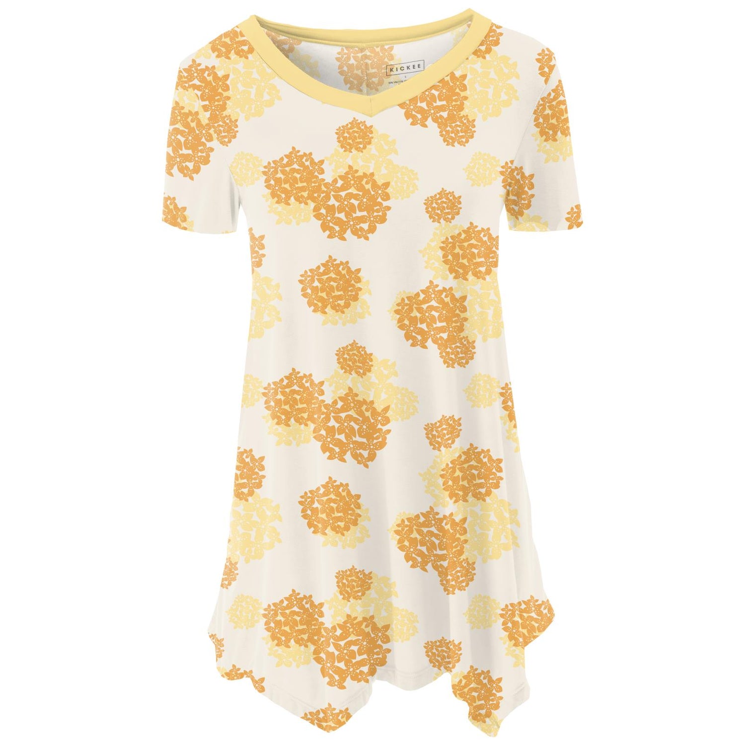 Women's Print Short Sleeve V-Neck Tunic in Wallaby Hydrangea
