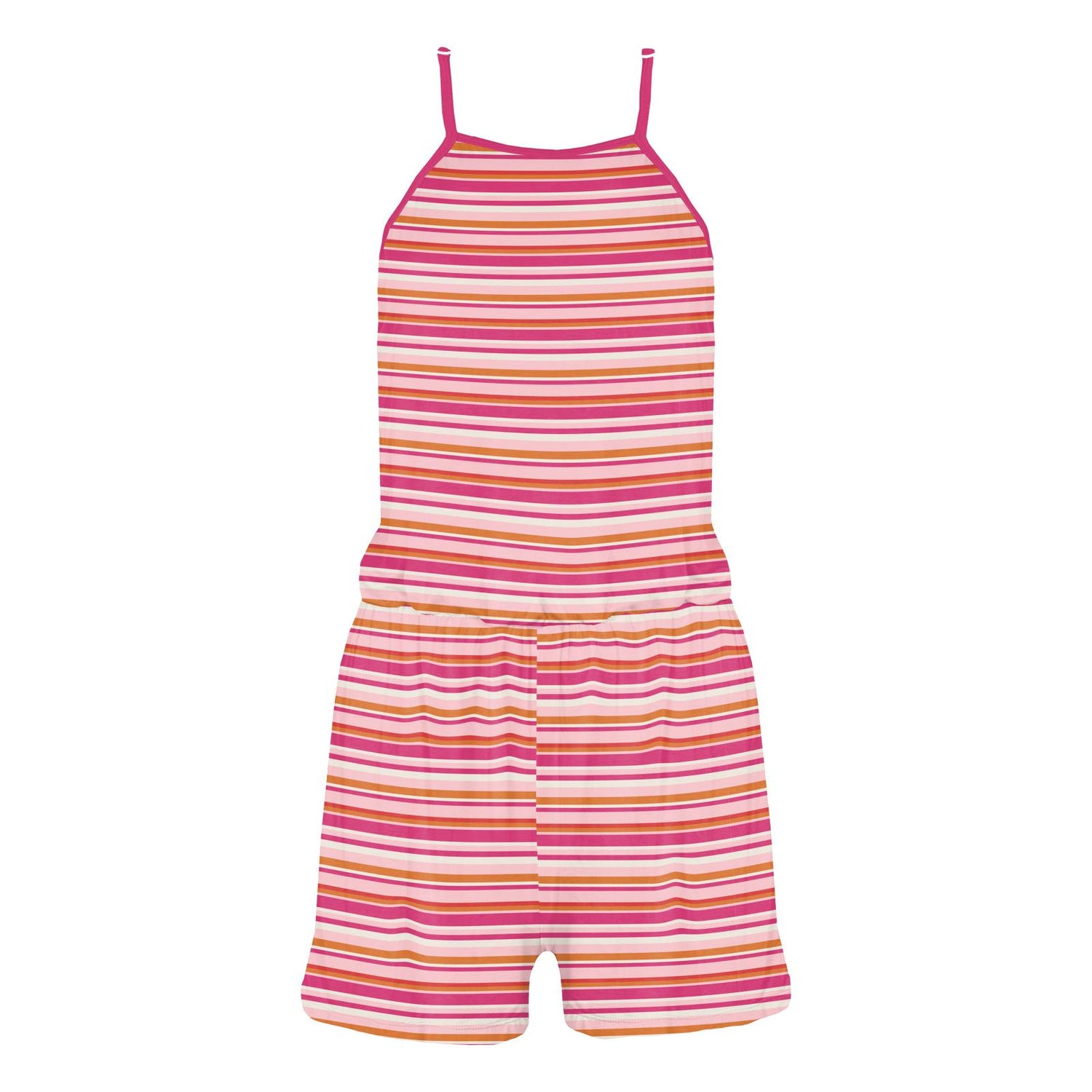 Women's Print Keyhole Romper in Anniversary Sunset Stripe