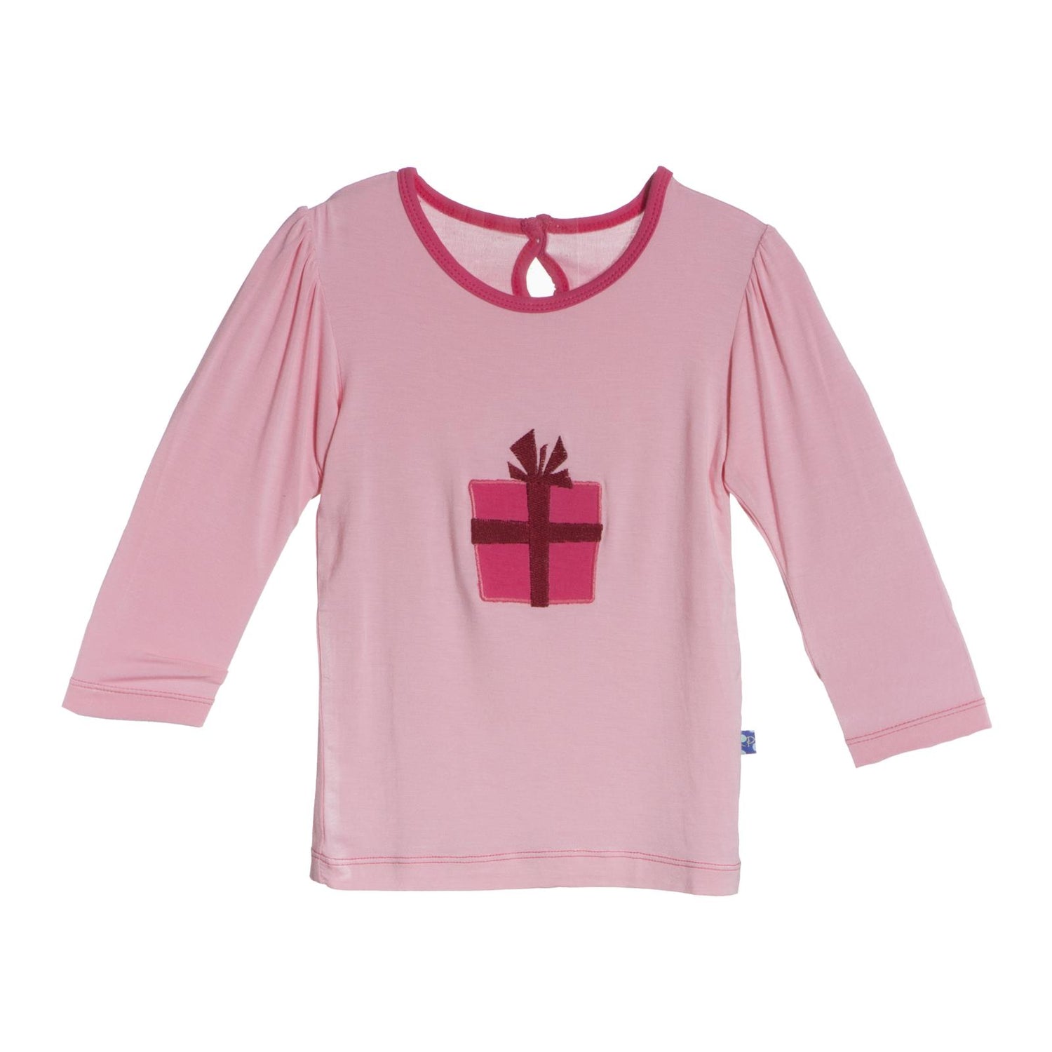 Long Sleeve Applique Puff Tee in Lotus Present