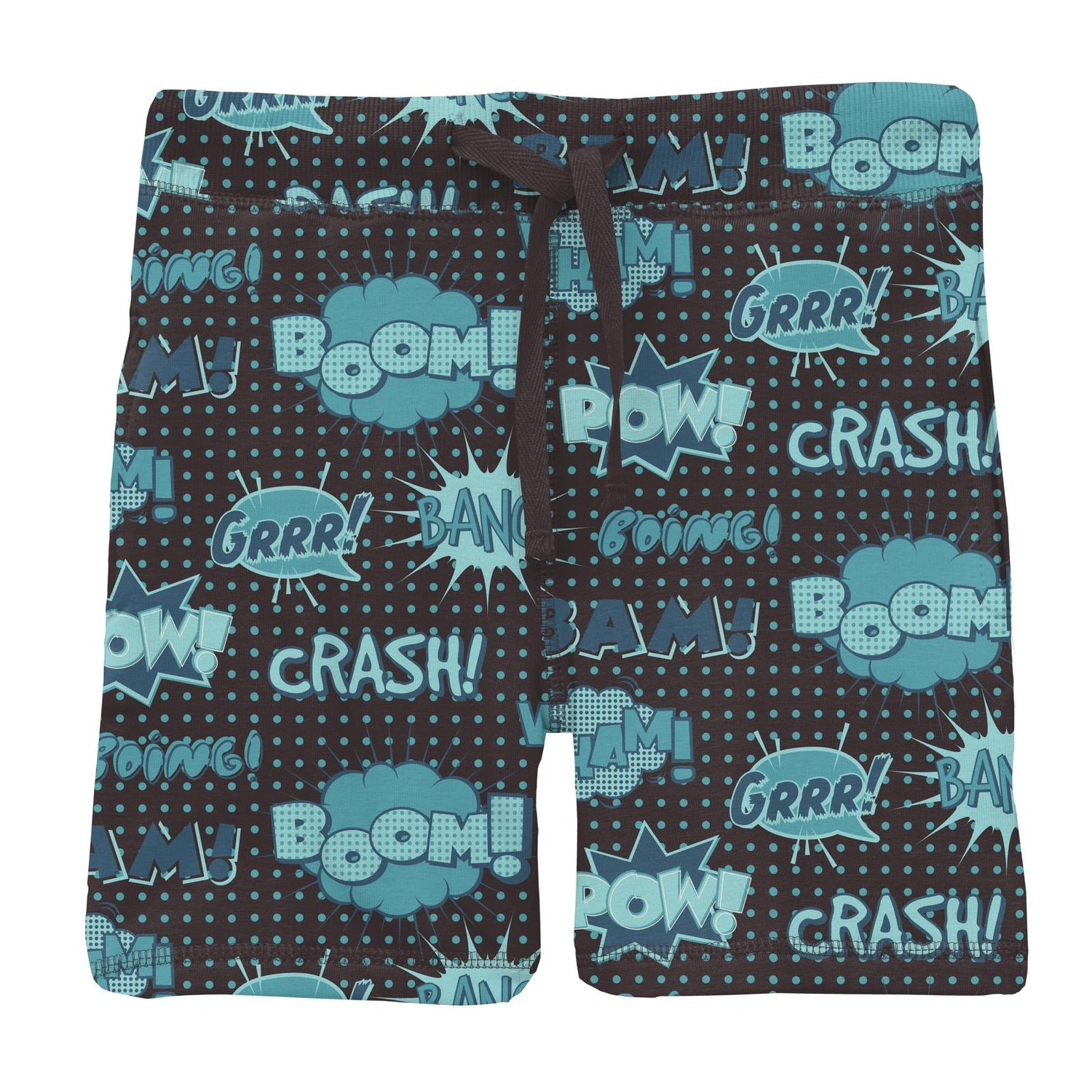Print Fleece Sport Shorts in Midnight Comic Onomatopoeia