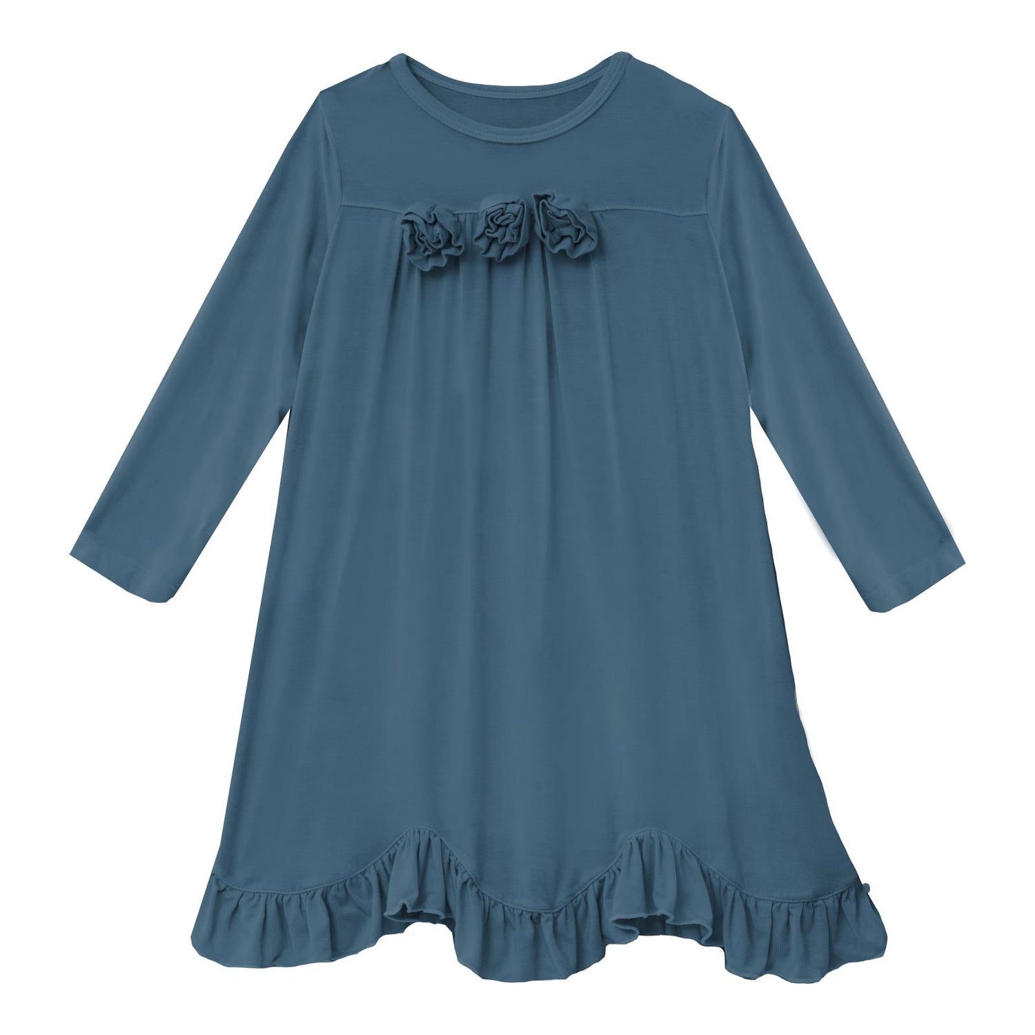 Long Sleeve Flower Dress in Deep Sea