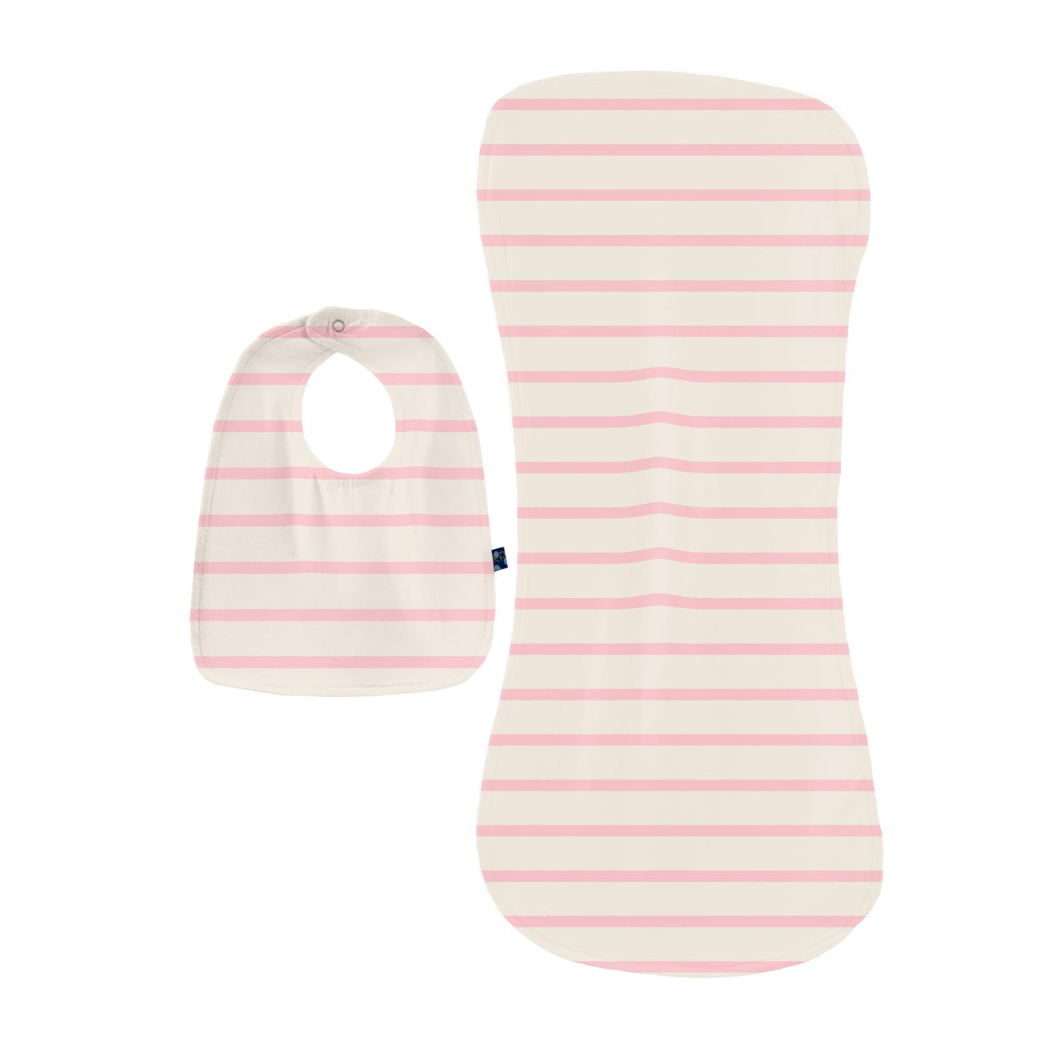Print Burp Cloth and Bib Set in Lotus Sweet Stripe