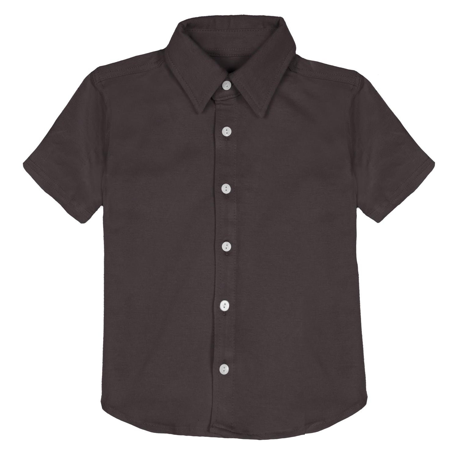 Short Sleeve Luxe Jersey Button-Down Shirt in Midnight