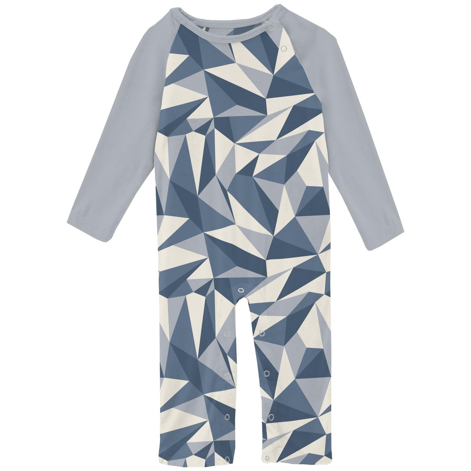 Print Long Sleeve Raglan Romper in Winter Ice