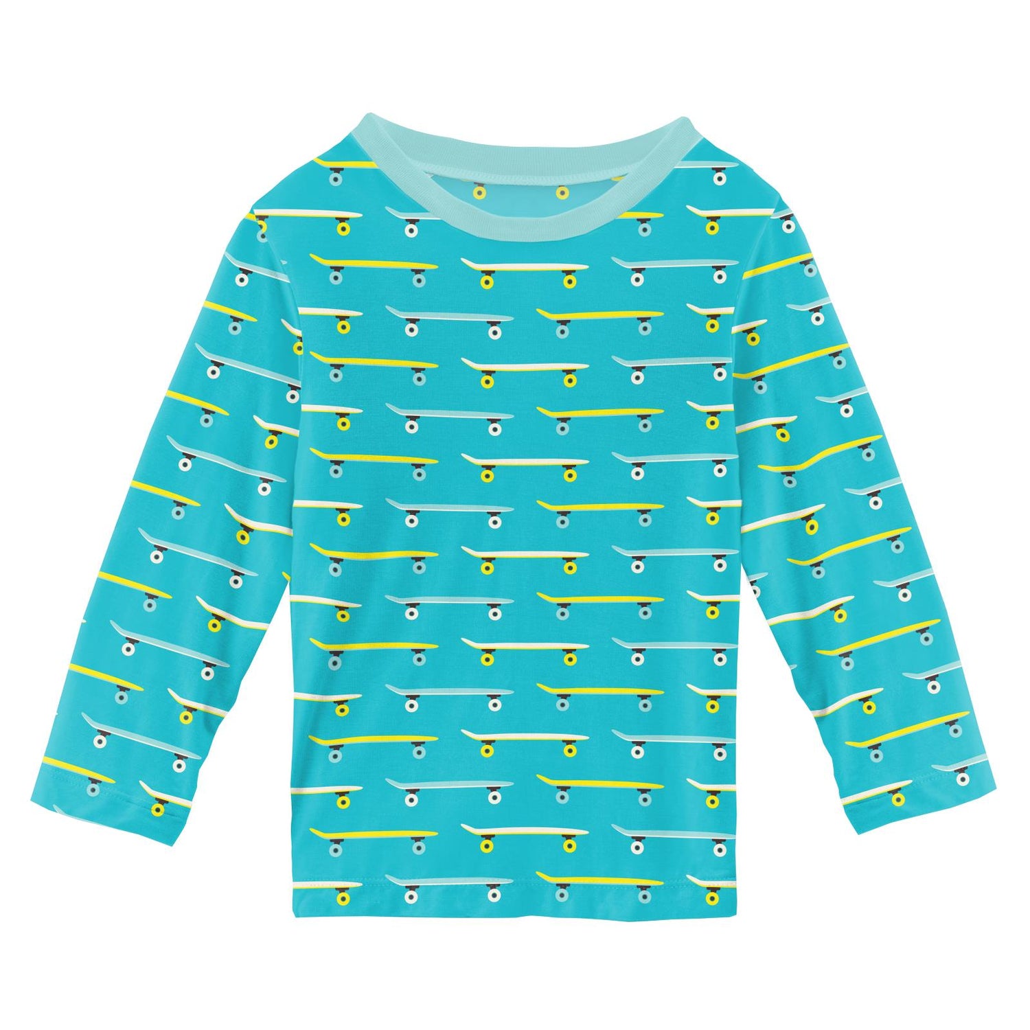 Print Long Sleeve Easy Fit Crew Neck Tee in Confetti Skateboard