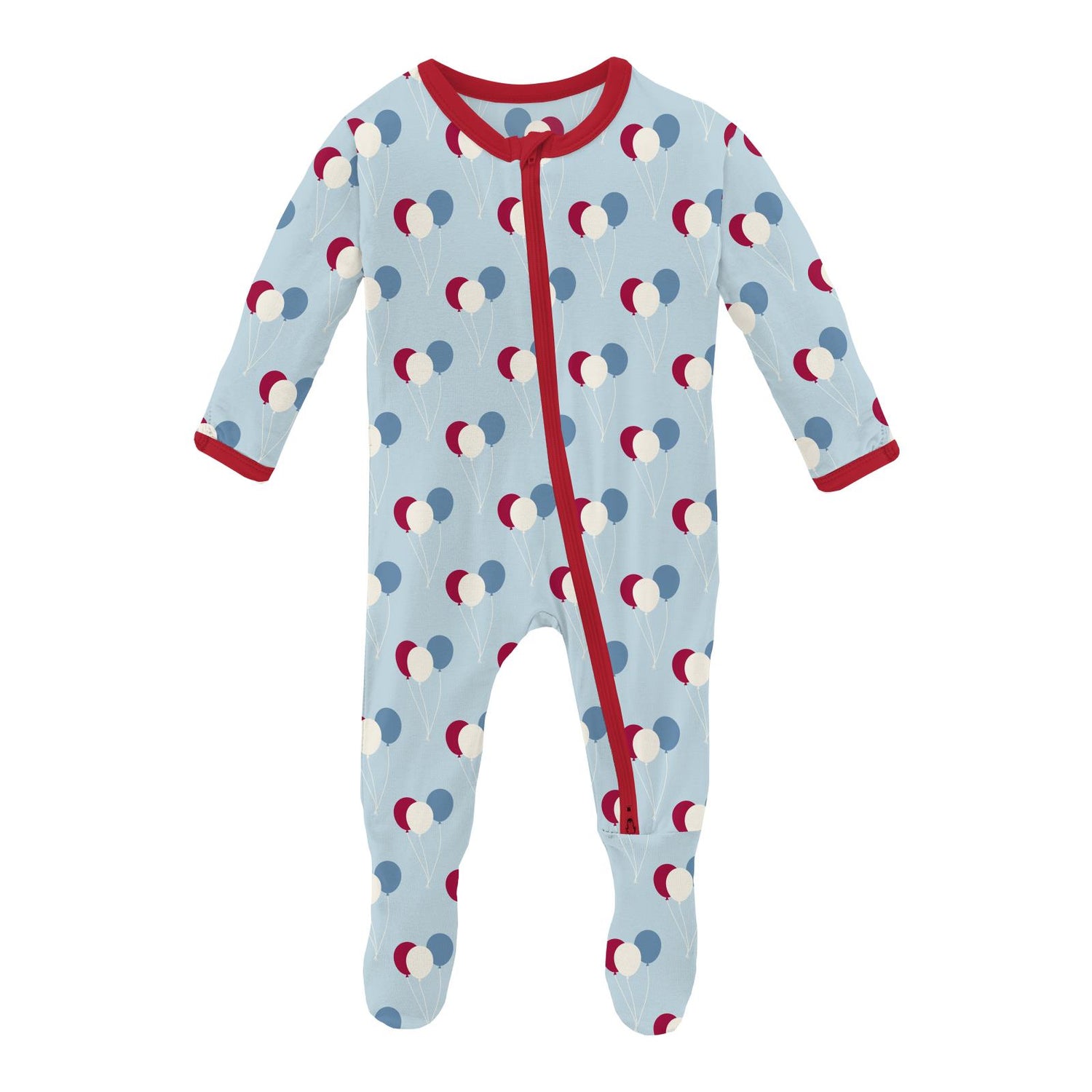 Print Footie with 2 Way Zipper in Spring Sky Birthday