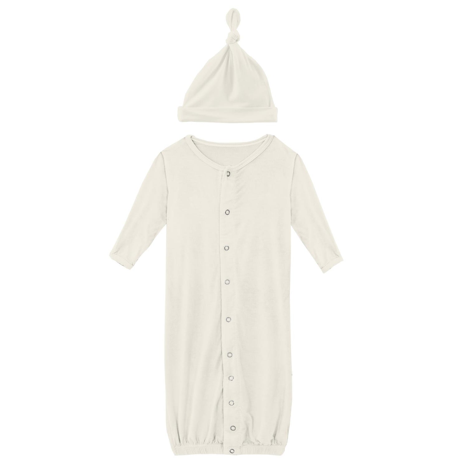 Layette Gown Converter & Single Knot Hat Set in Natural