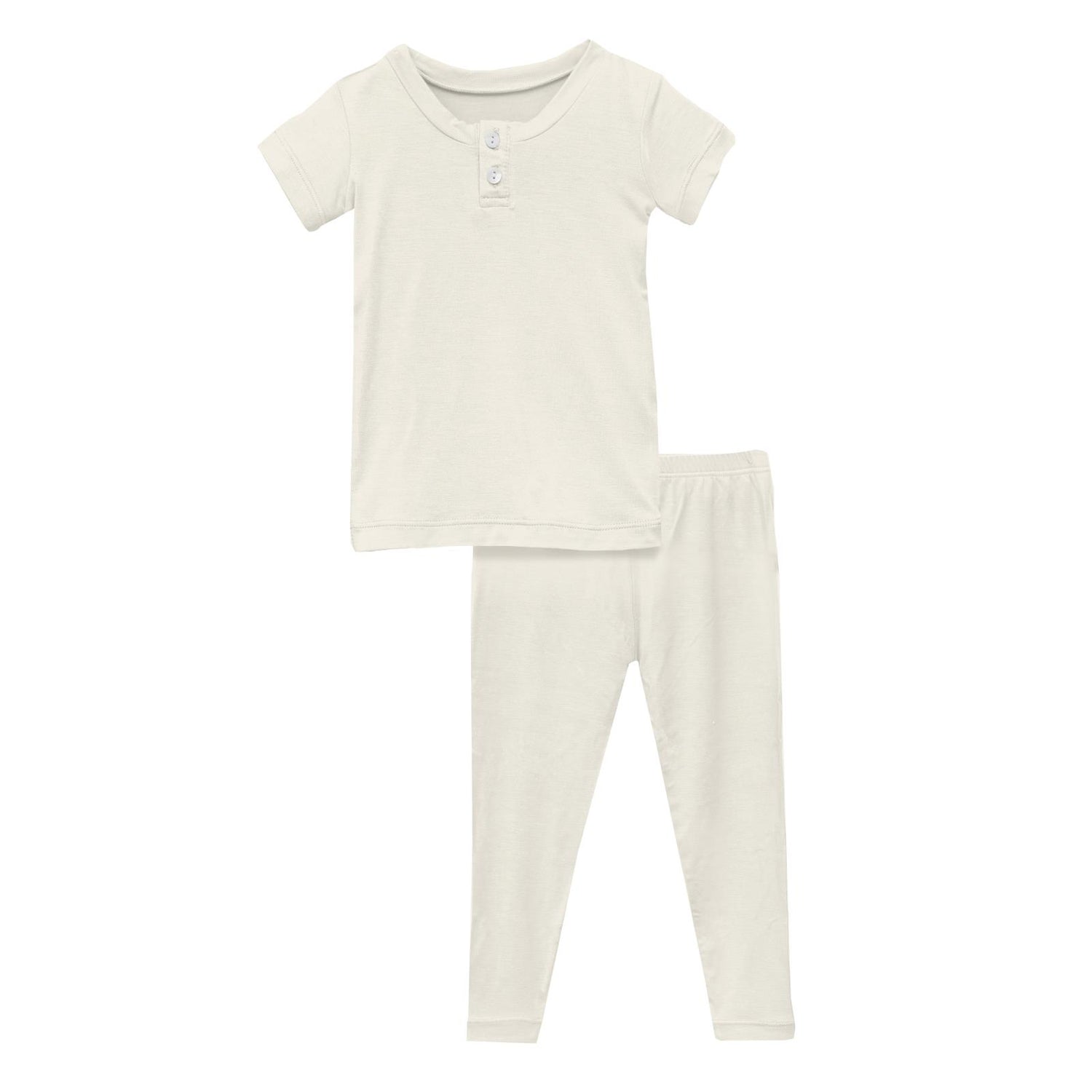 Short Sleeve Henley Pajama Set in Natural