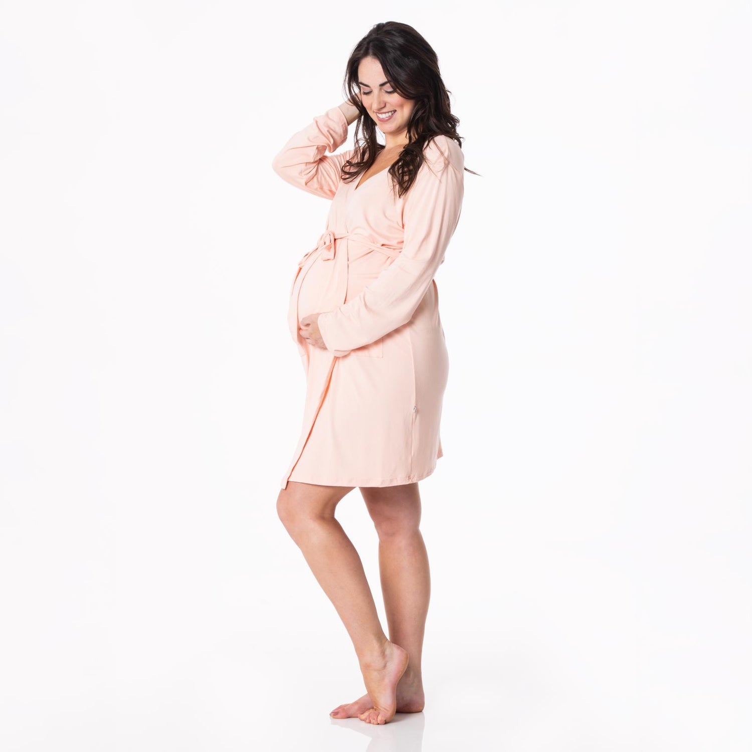 Women's Mid Length Lounge Robe in Peach Blossom