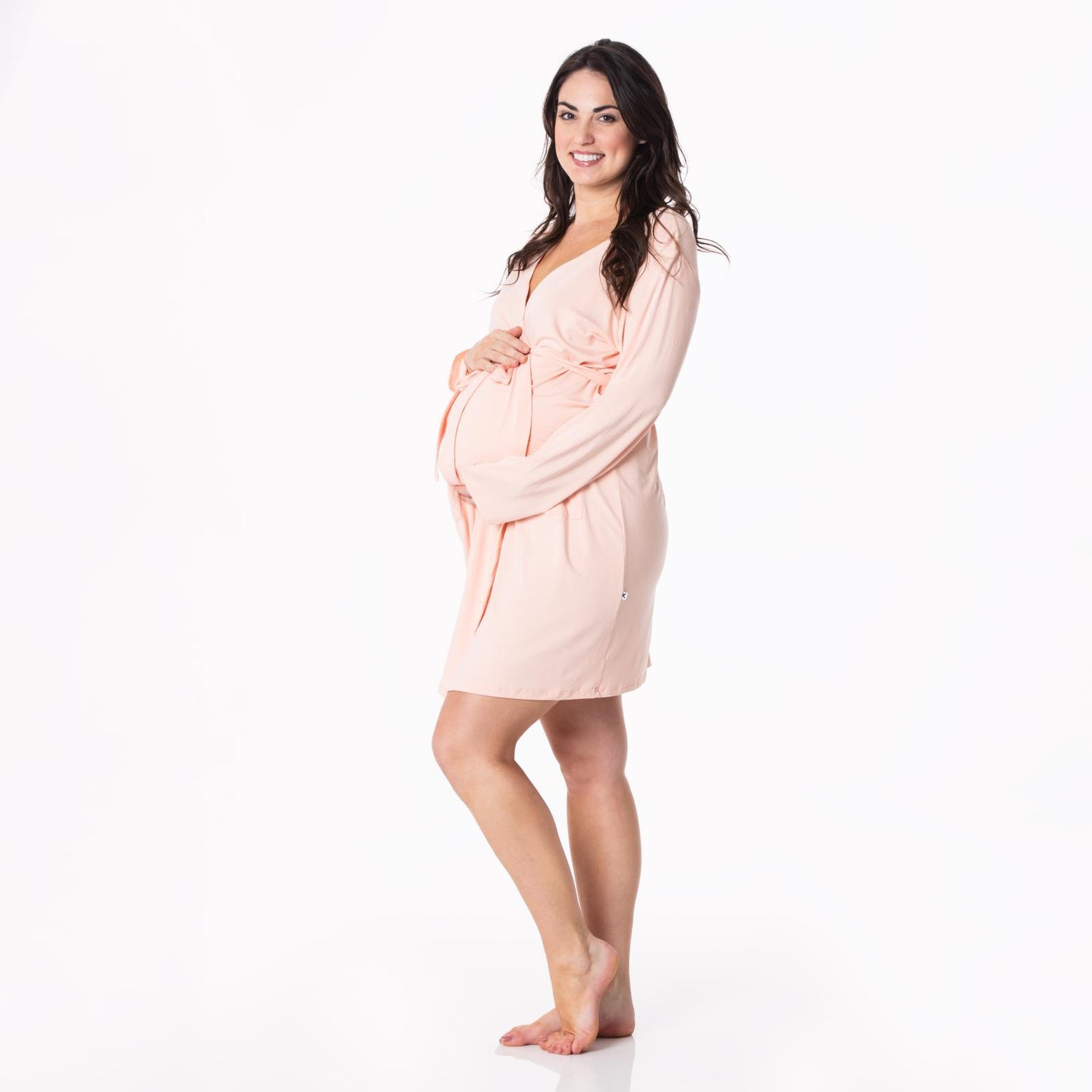 Women's Mid Length Lounge Robe in Peach Blossom