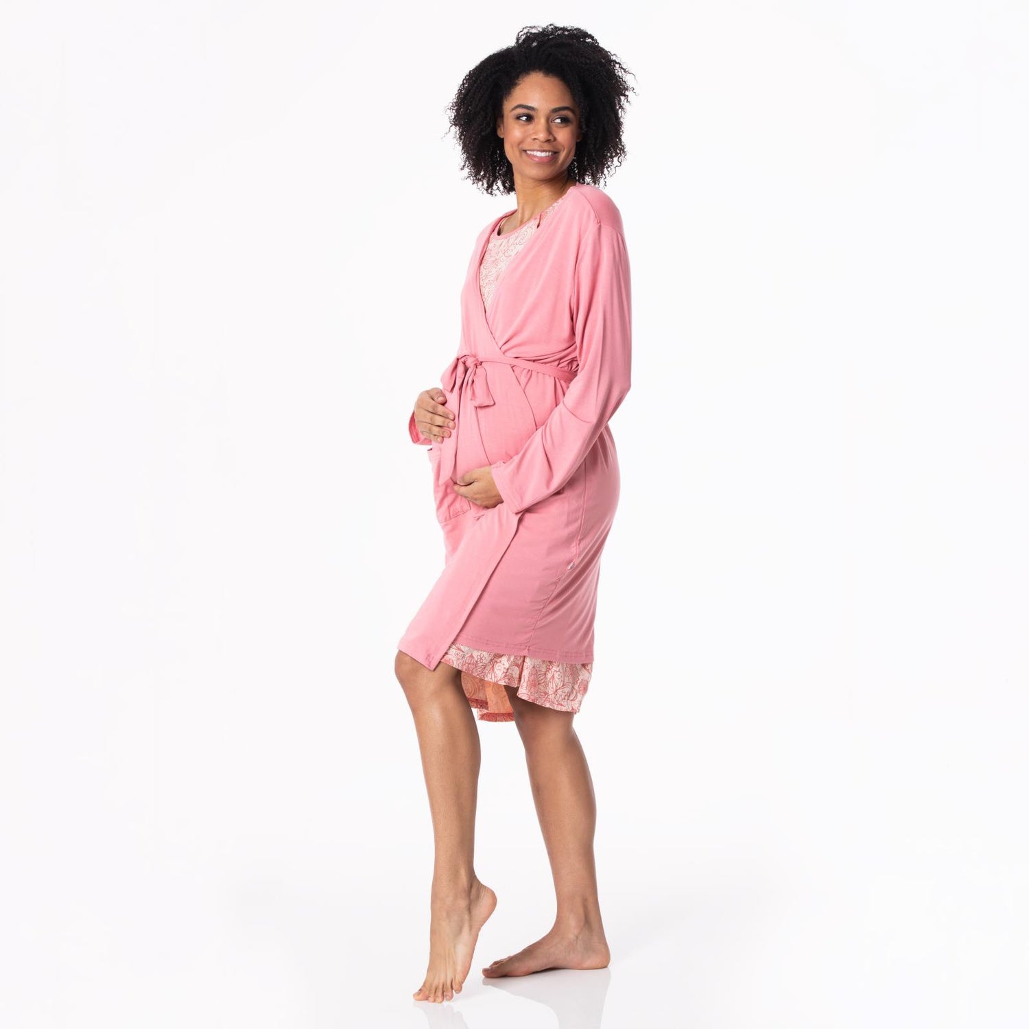 Women's Mid Length Lounge Robe in Desert Rose