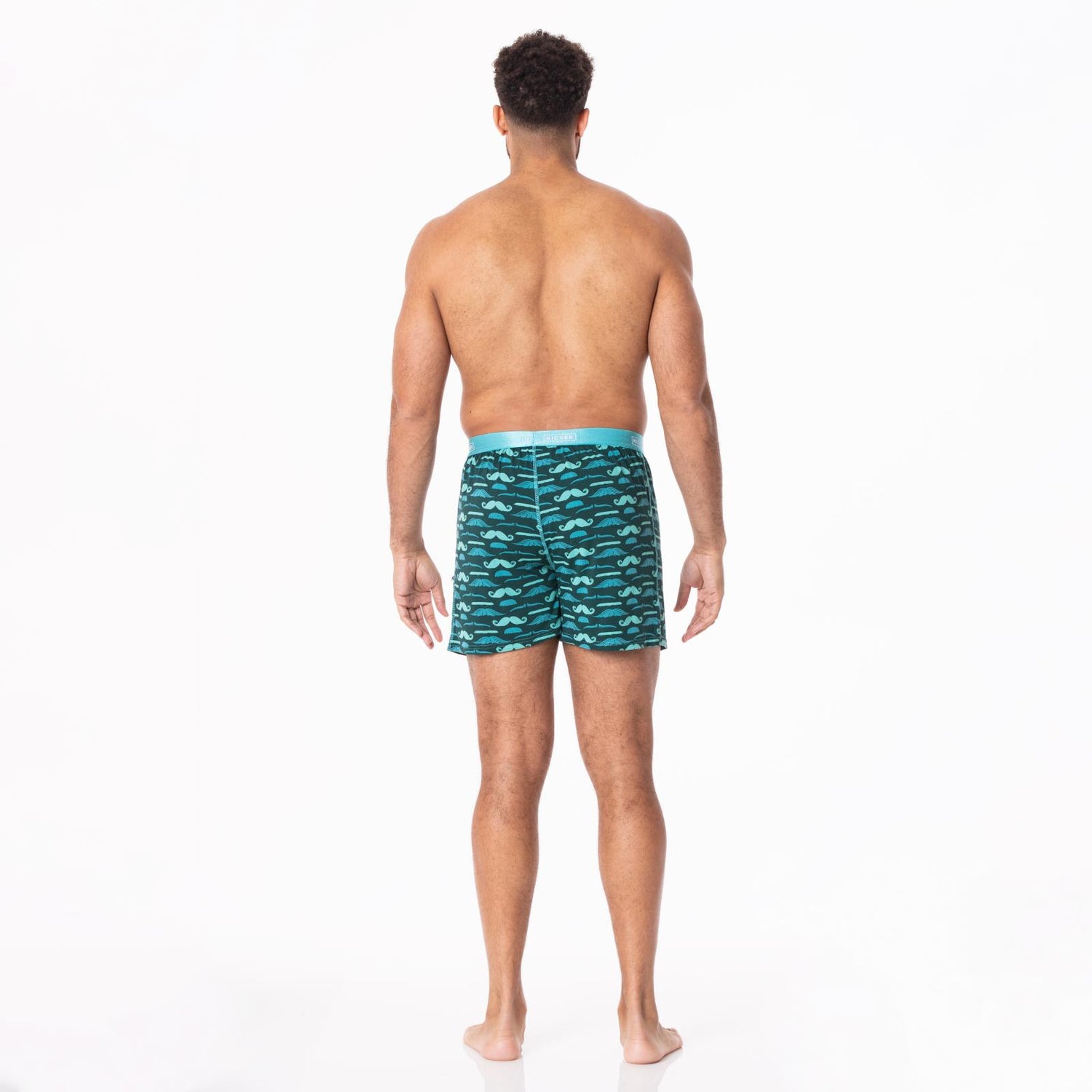 Men's Print Boxer Short in Pine Moustaches