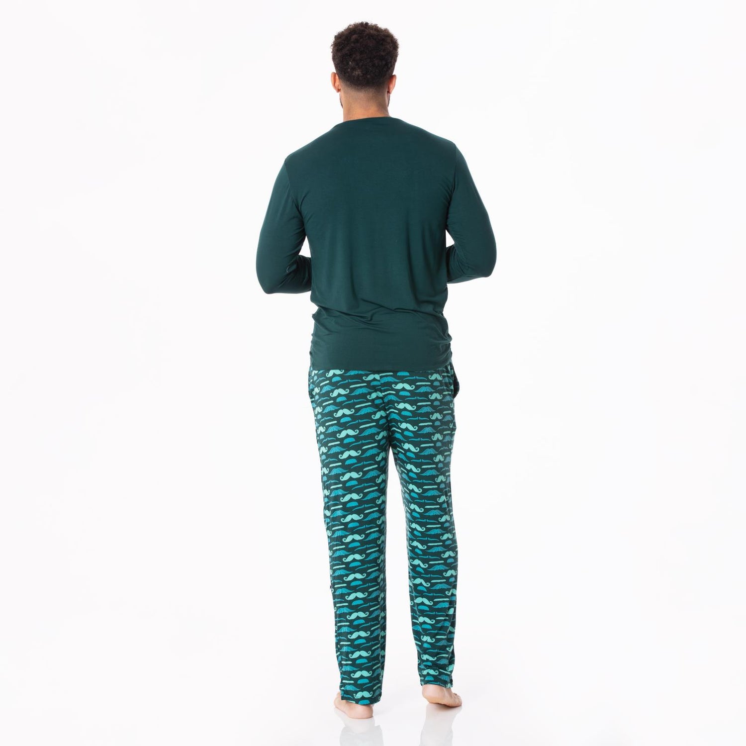 Men's Print Pajama Pants in Pine Moustaches