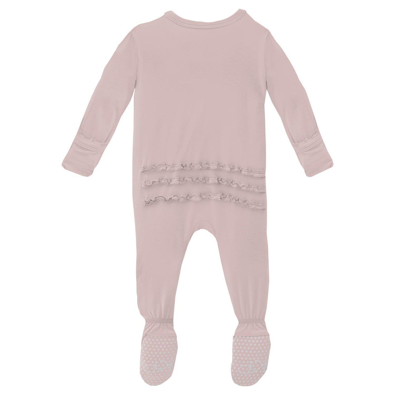 Muffin Ruffle Footie with 2 Way Zipper in Baby Rose