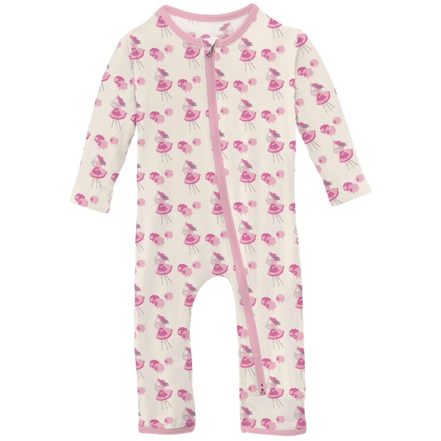 Print Coverall with 2 Way Zipper in Natural Little Bo Peep