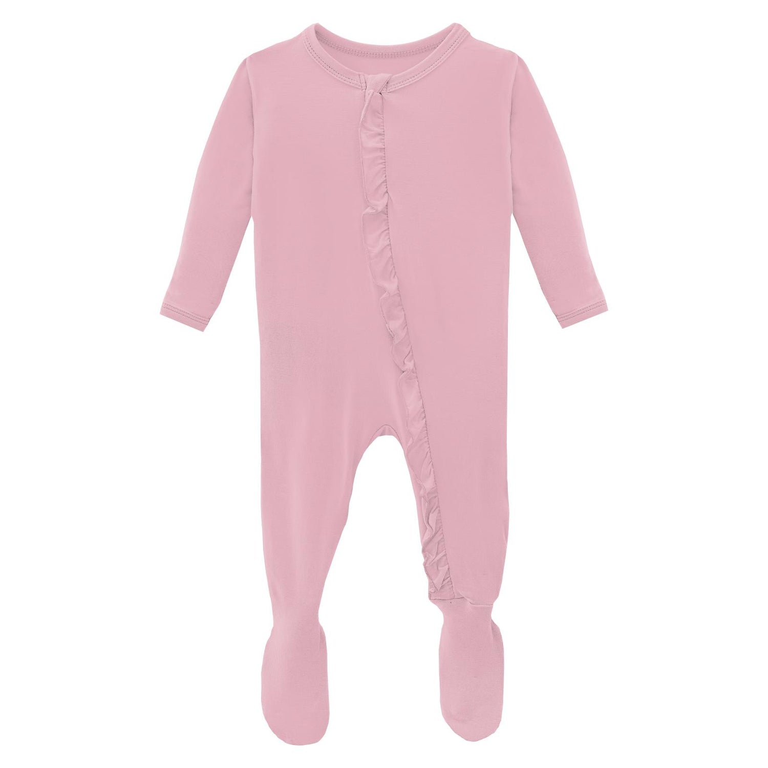 Classic Ruffle Footie with 2 Way Zipper in Cake Pop