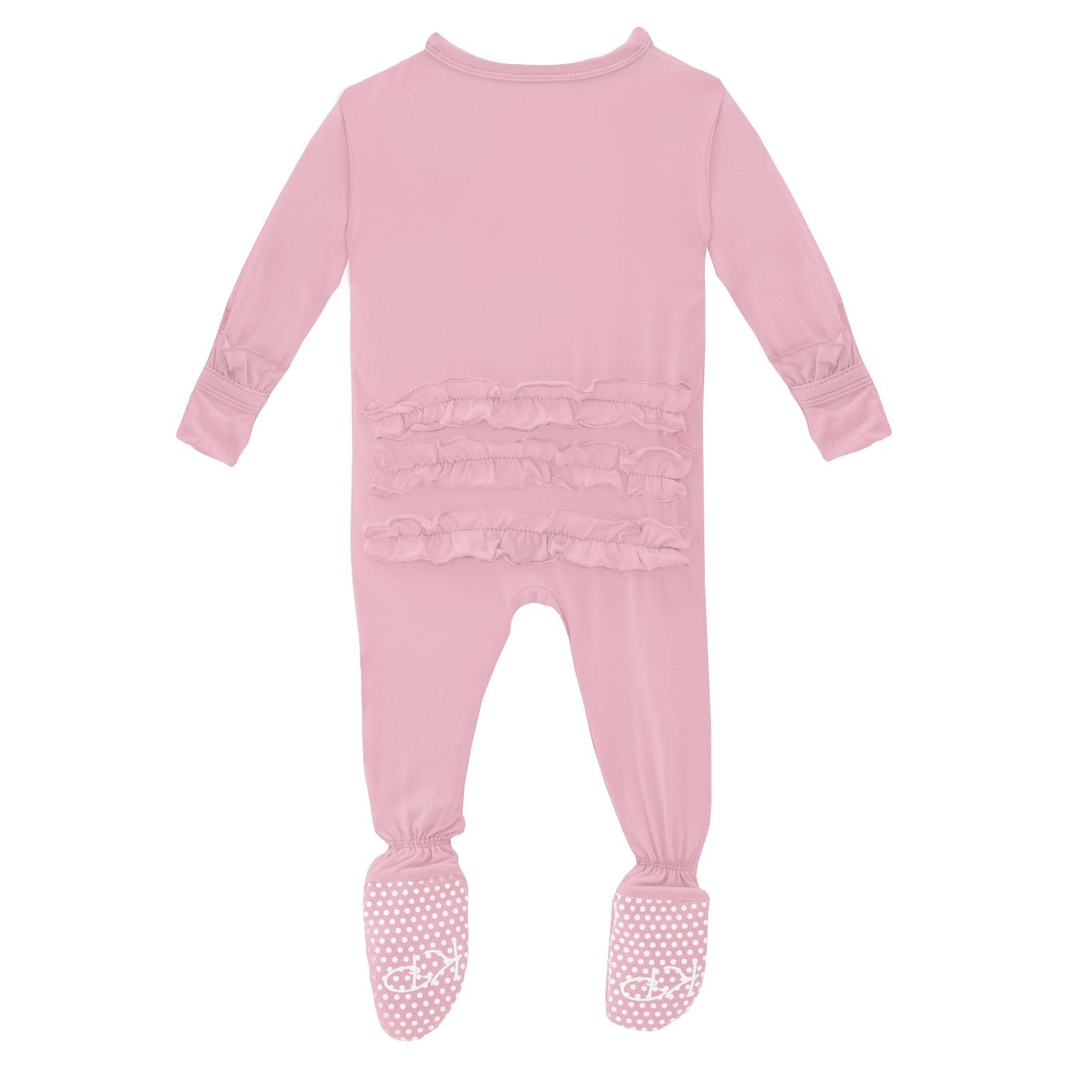 Classic Ruffle Footie with 2 Way Zipper in Cake Pop
