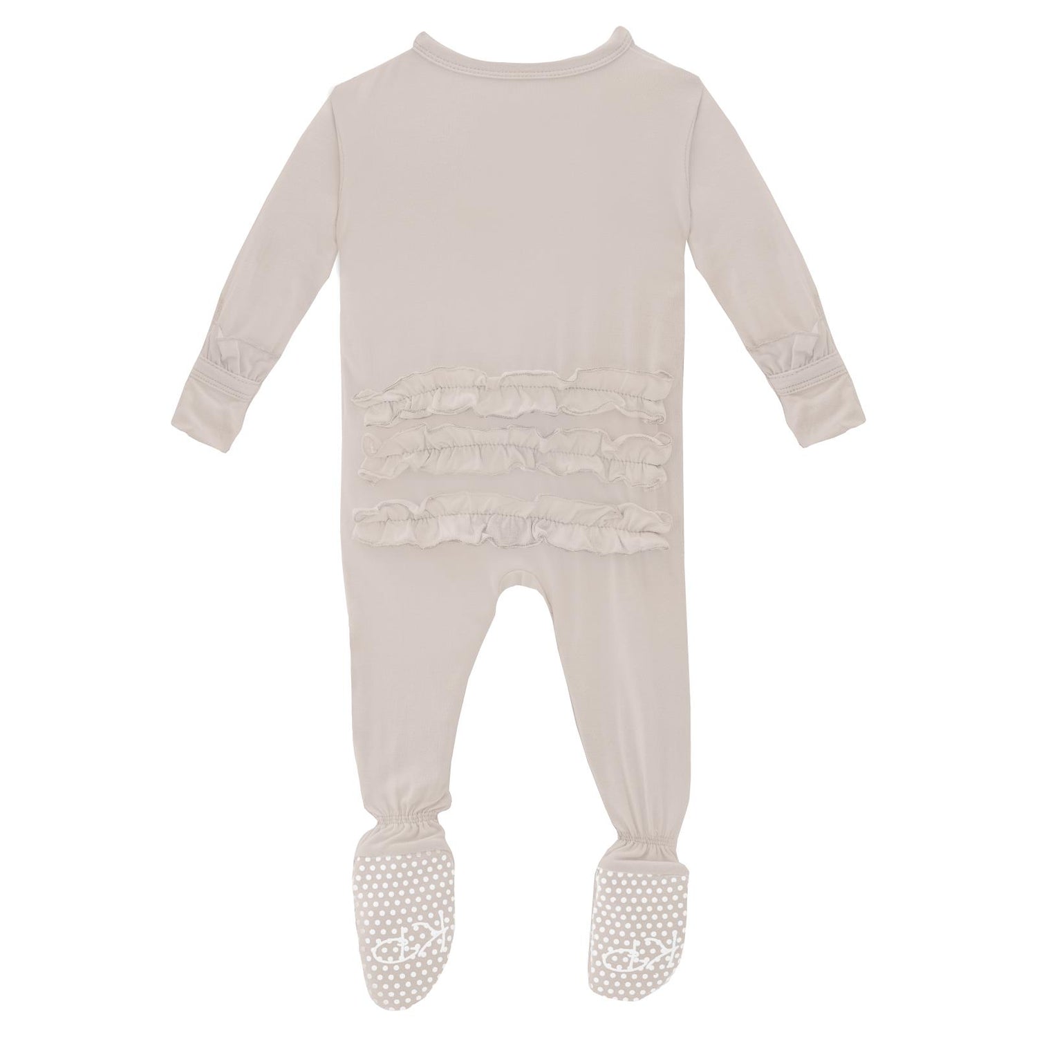 Classic Ruffle Footie with 2 Way Zipper in Latte