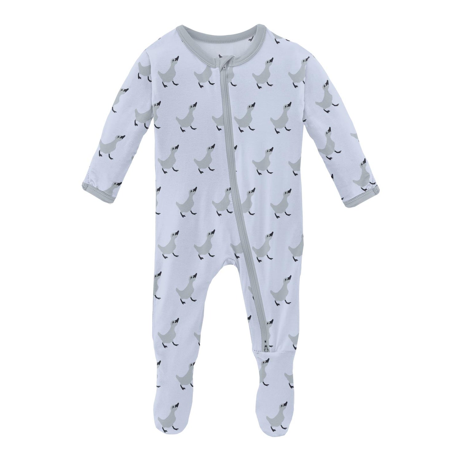 Print Footie with 2 Way Zipper in Dew Ugly Duckling