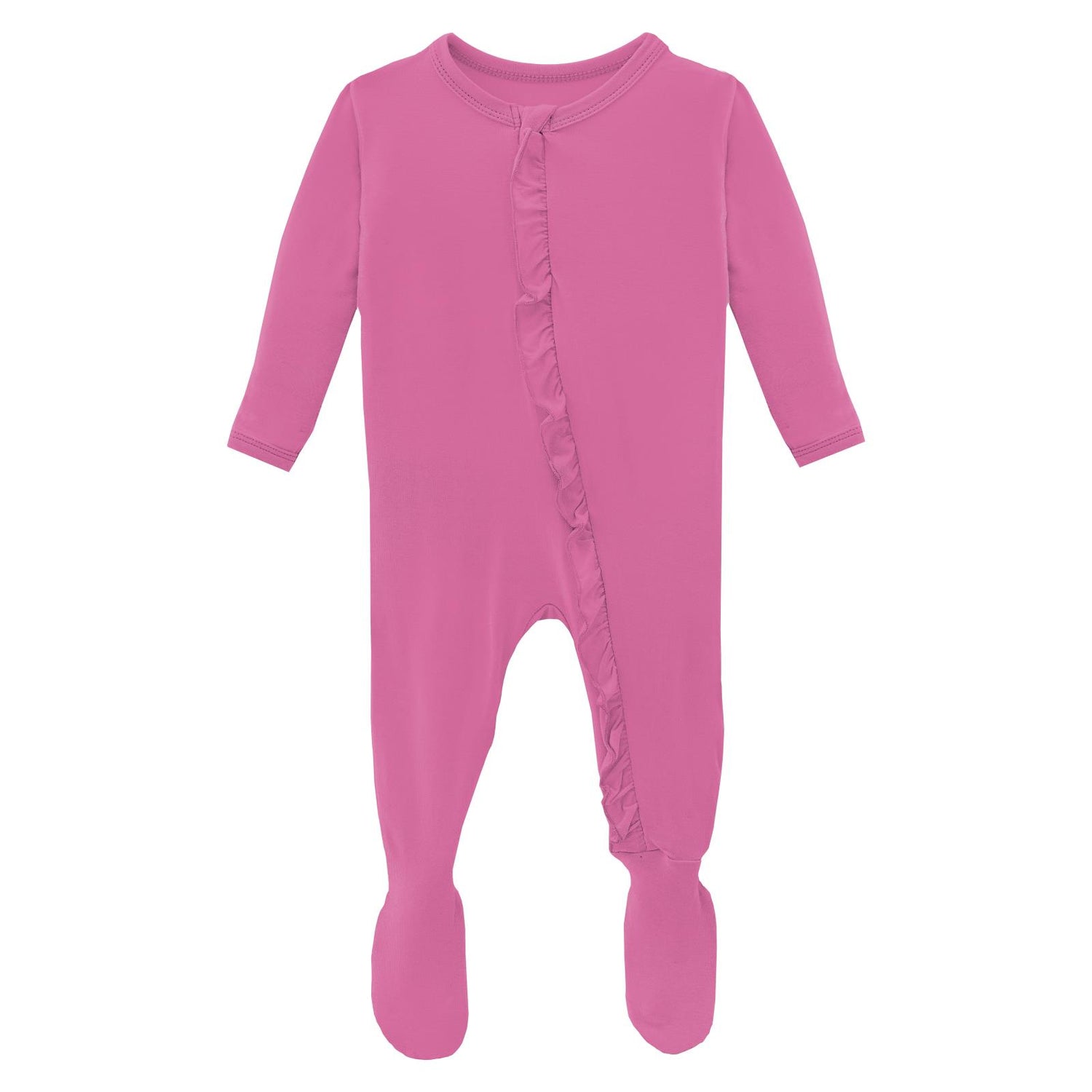 Classic Ruffle Footie with 2 Way Zipper in Tulip