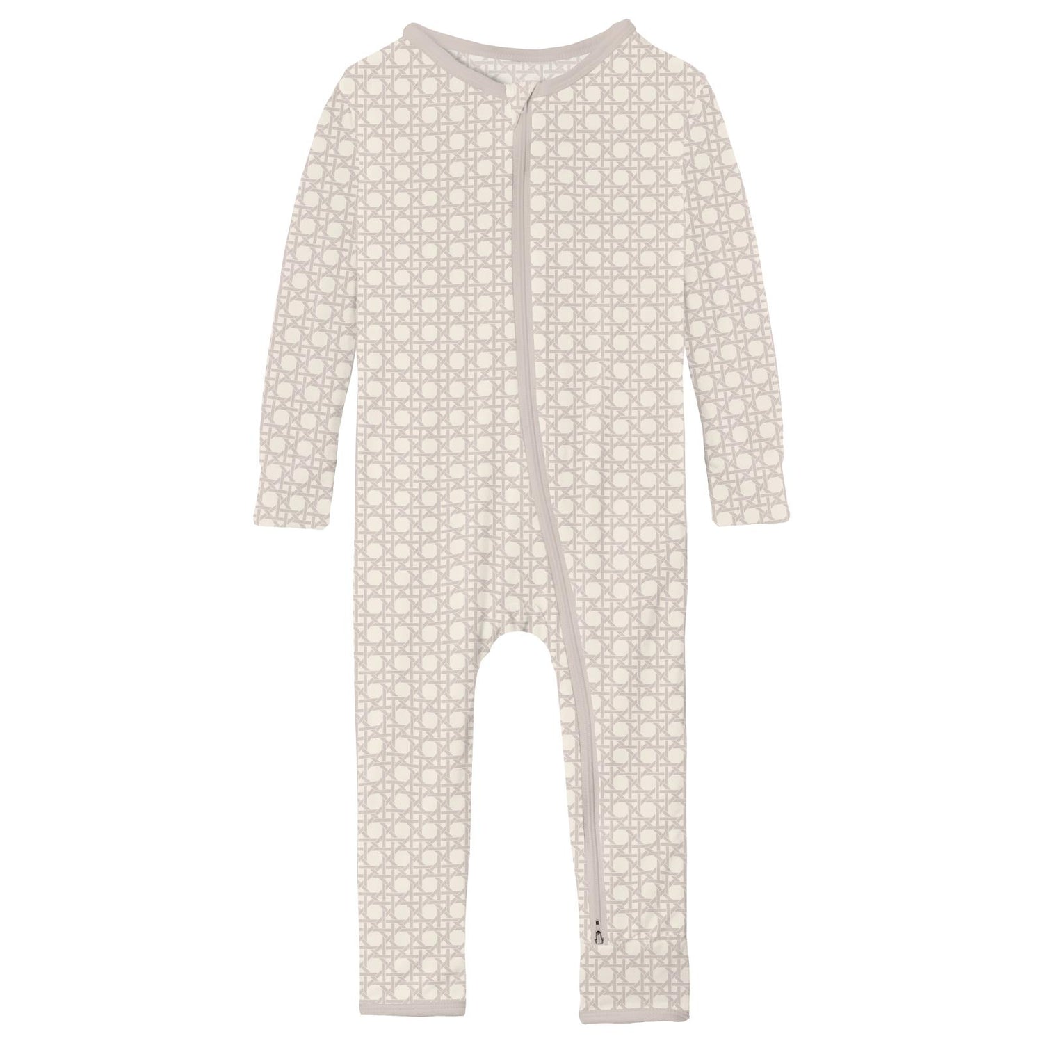 Print Coverall with 2 Way Zipper in Latte Wicker