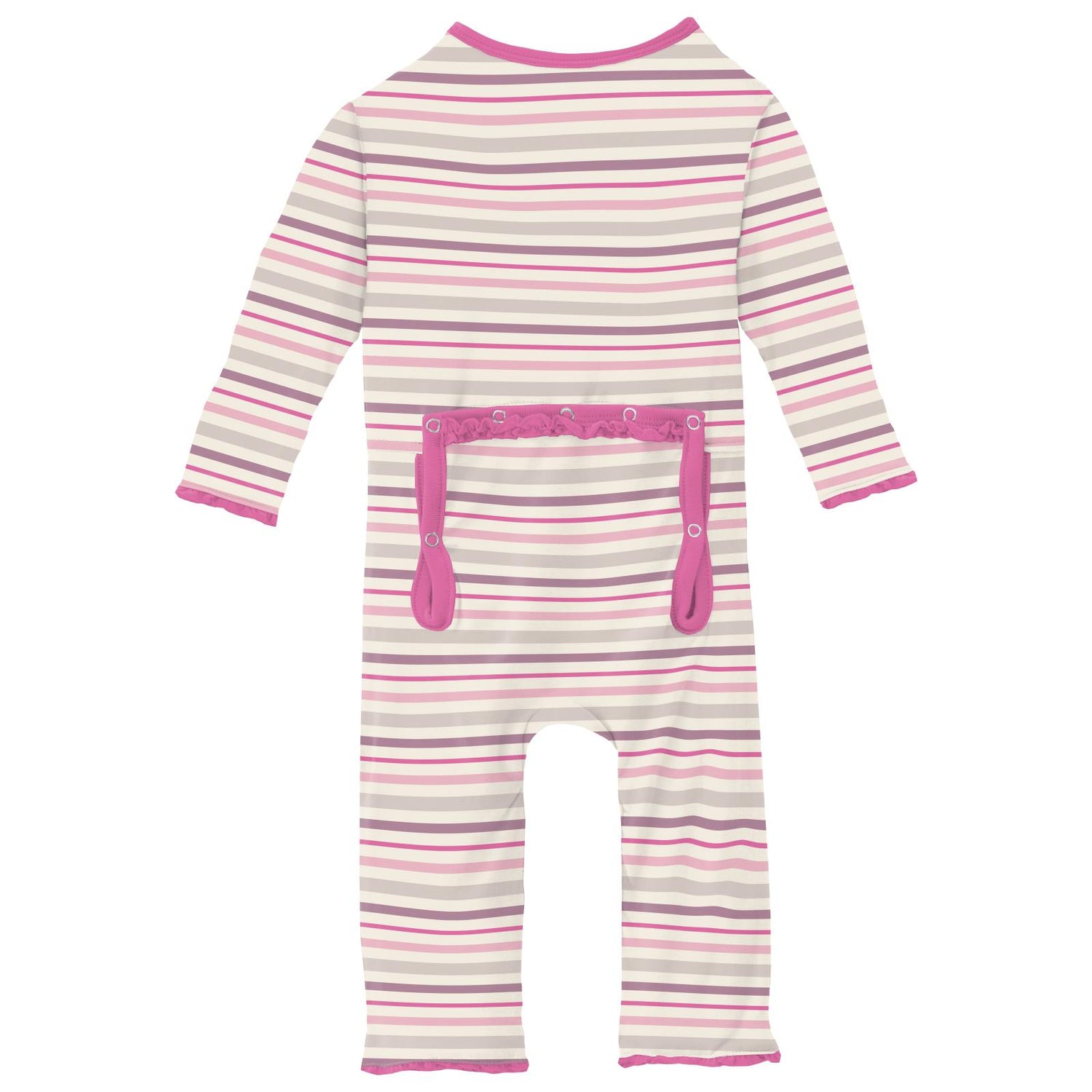 Print Muffin Ruffle Coverall with 2 Way Zipper in Whimsical Stripe