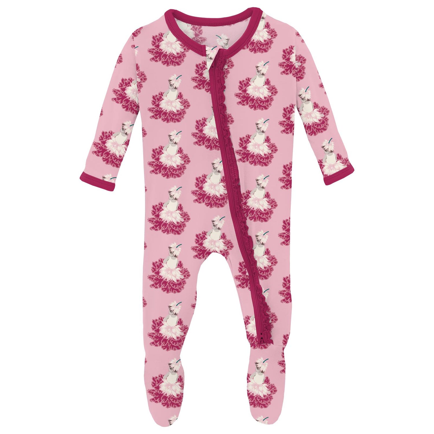Print Muffin Ruffle Footie with 2 Way Zipper in Cake Pop Thumbelina