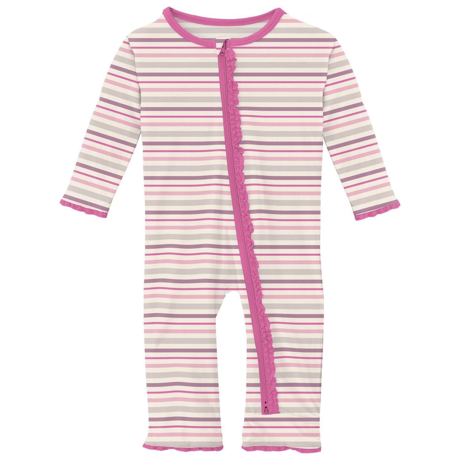 Print Muffin Ruffle Coverall with 2 Way Zipper in Whimsical Stripe