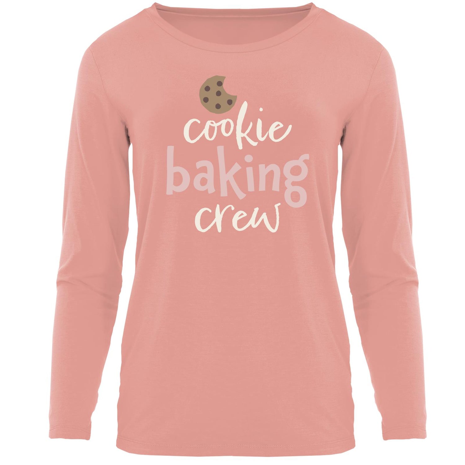 Women's Long Sleeve Relaxed Graphic Tee in Blush Cookie Baking Crew