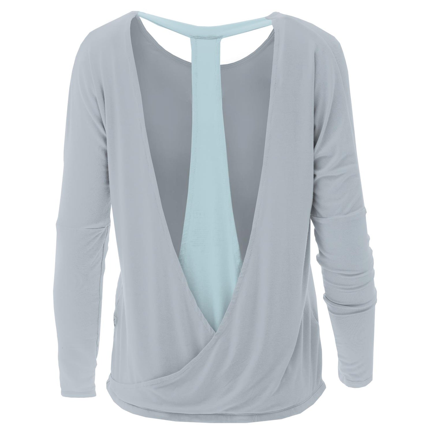 Women's Open Back Top in Pearl Blue with Spring Sky