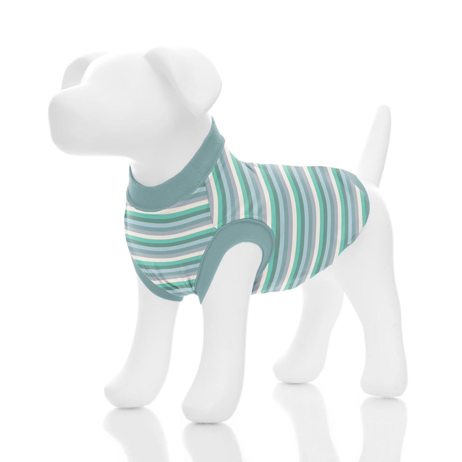 Print Luxe Sleeveless Dog Tee in April Showers Stripe