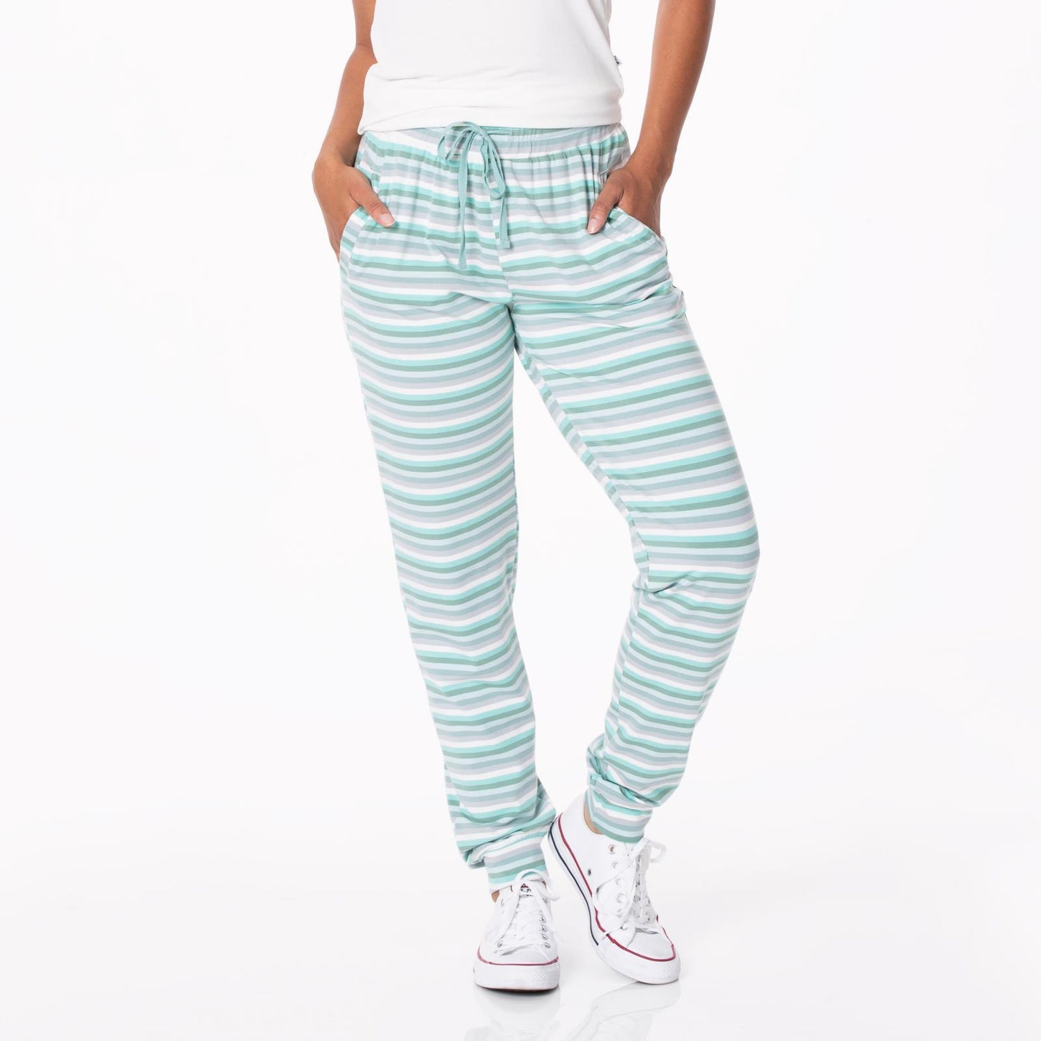 Women's Print Luxe Athletic Lounge Joggers in April Showers Stripe