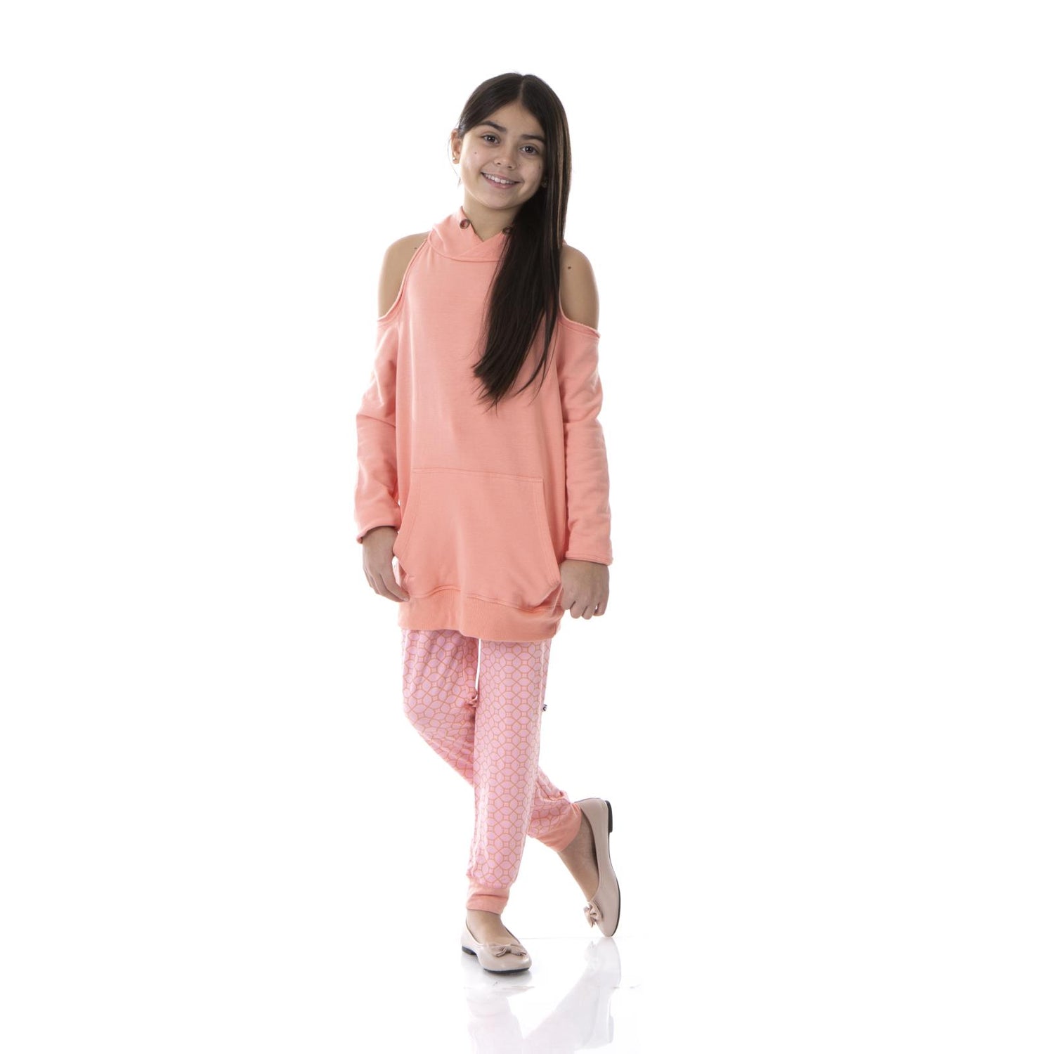 Fleece Open-Shoulder Pullover in Blush