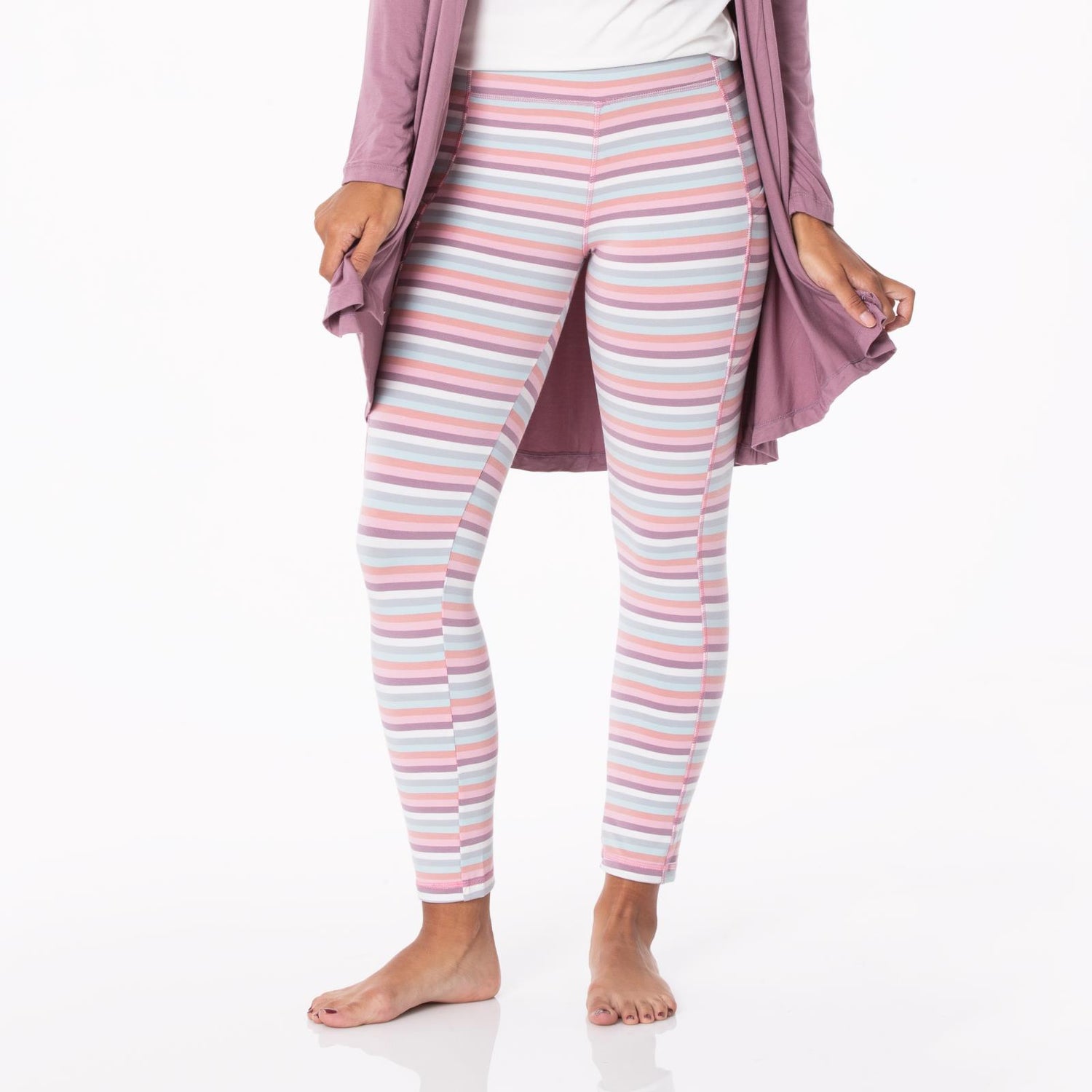 Women's Print Luxe Stretch 7/8 Leggings with Pockets in Spring Bloom Stripe